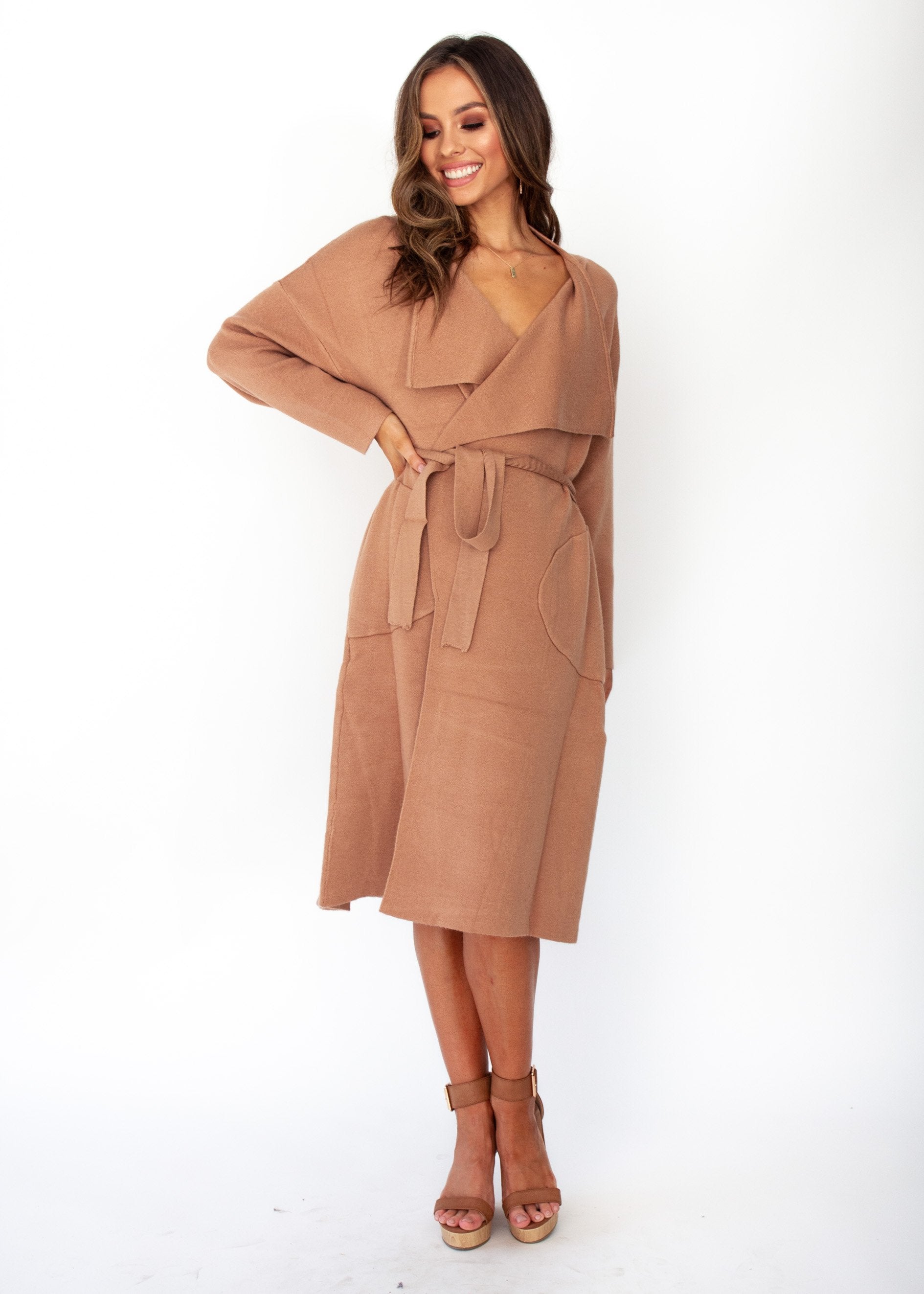 Virgo Knit Coat - Tan