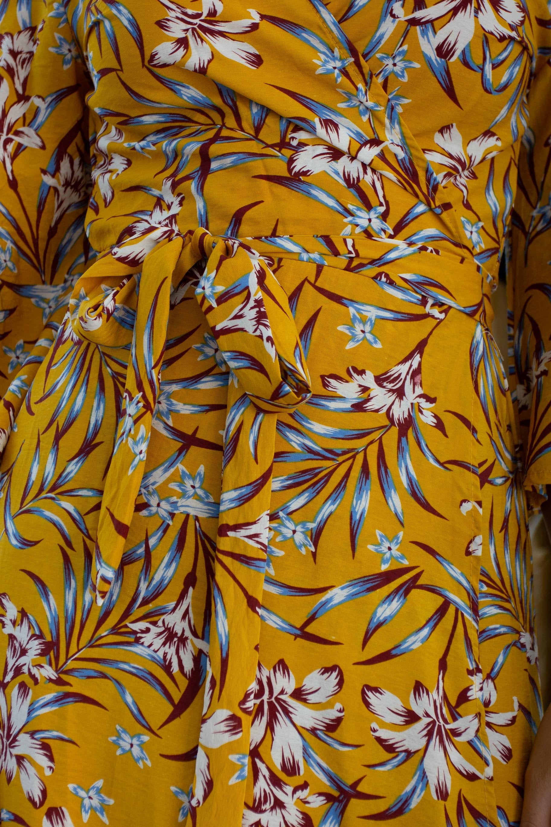 Anabella Maxi Wrap Dress - Mustard Floral