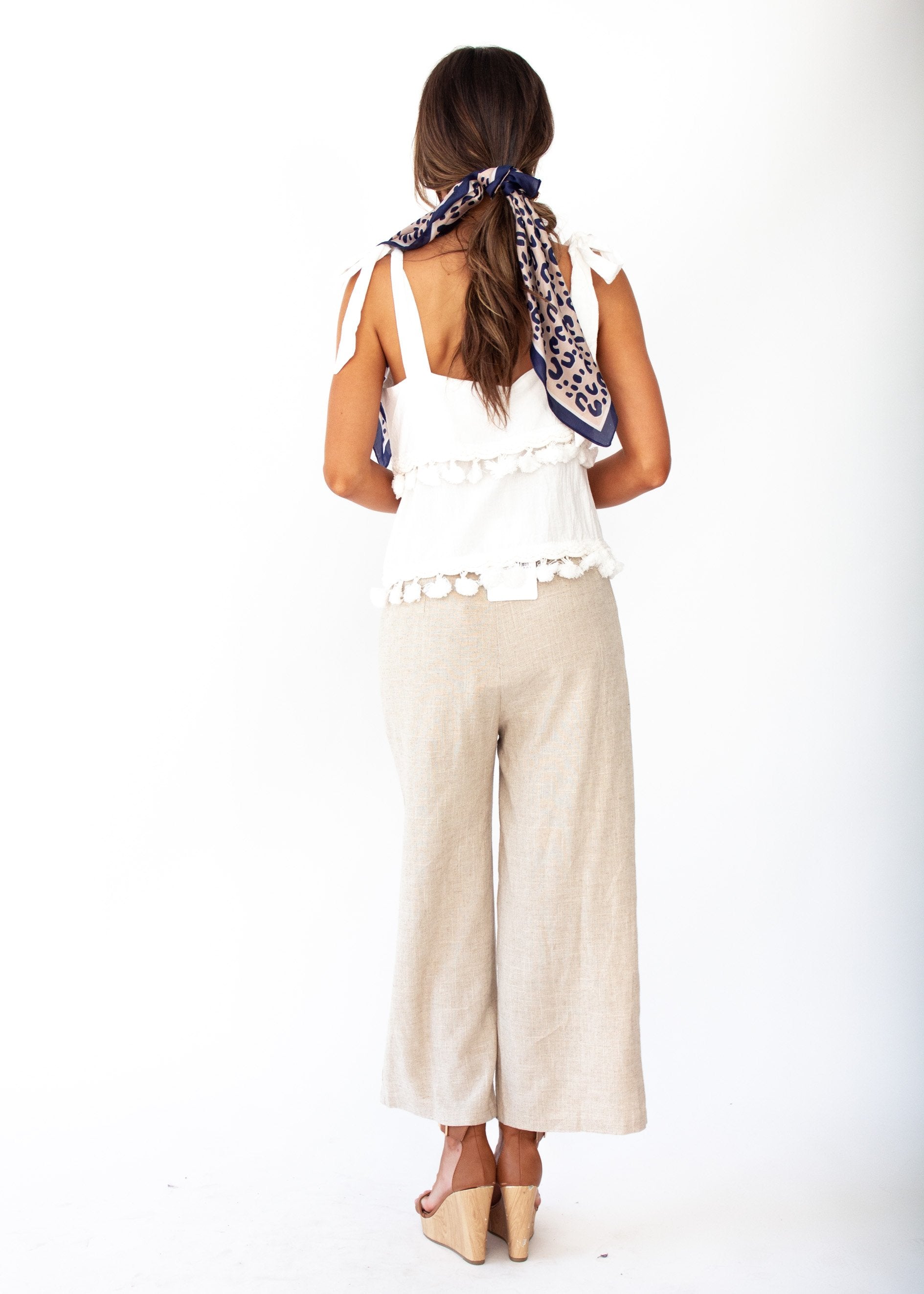Bare Love Tassel Singlet Top - White
