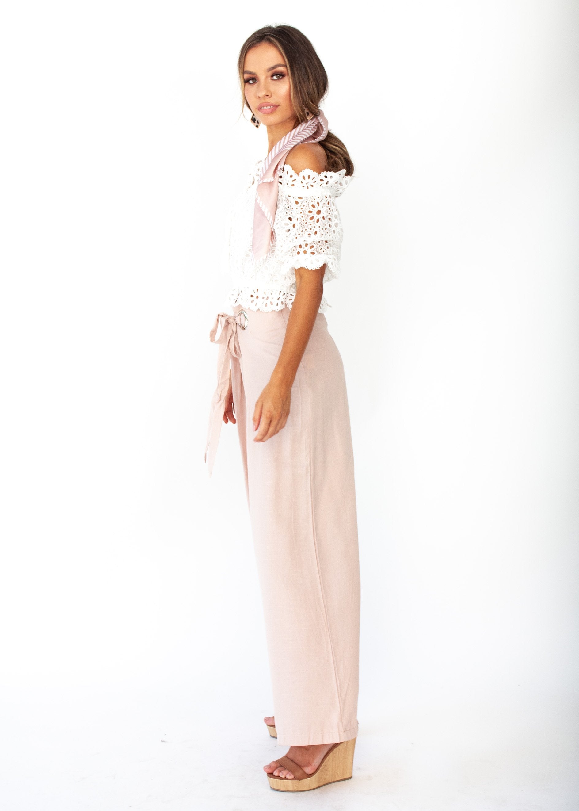 Eves Lace Off The Shoulder Crop - White
