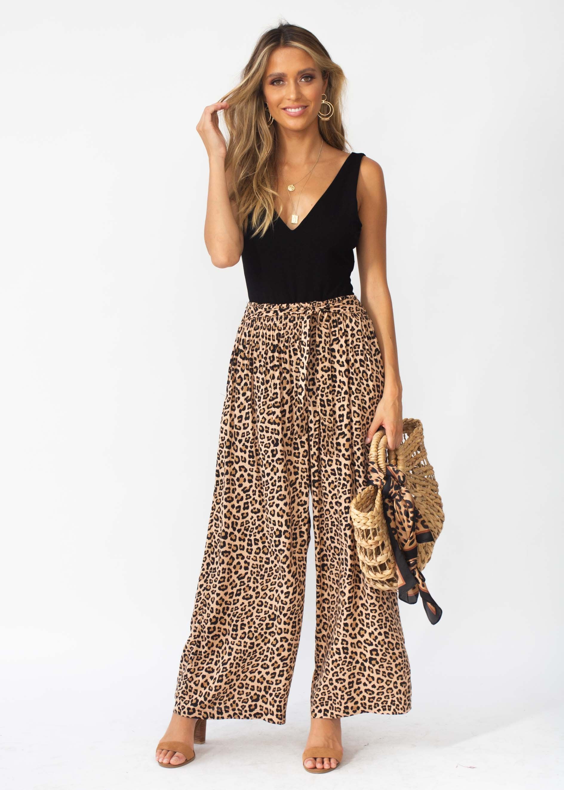 Tori Wide Leg Pants - Leopard