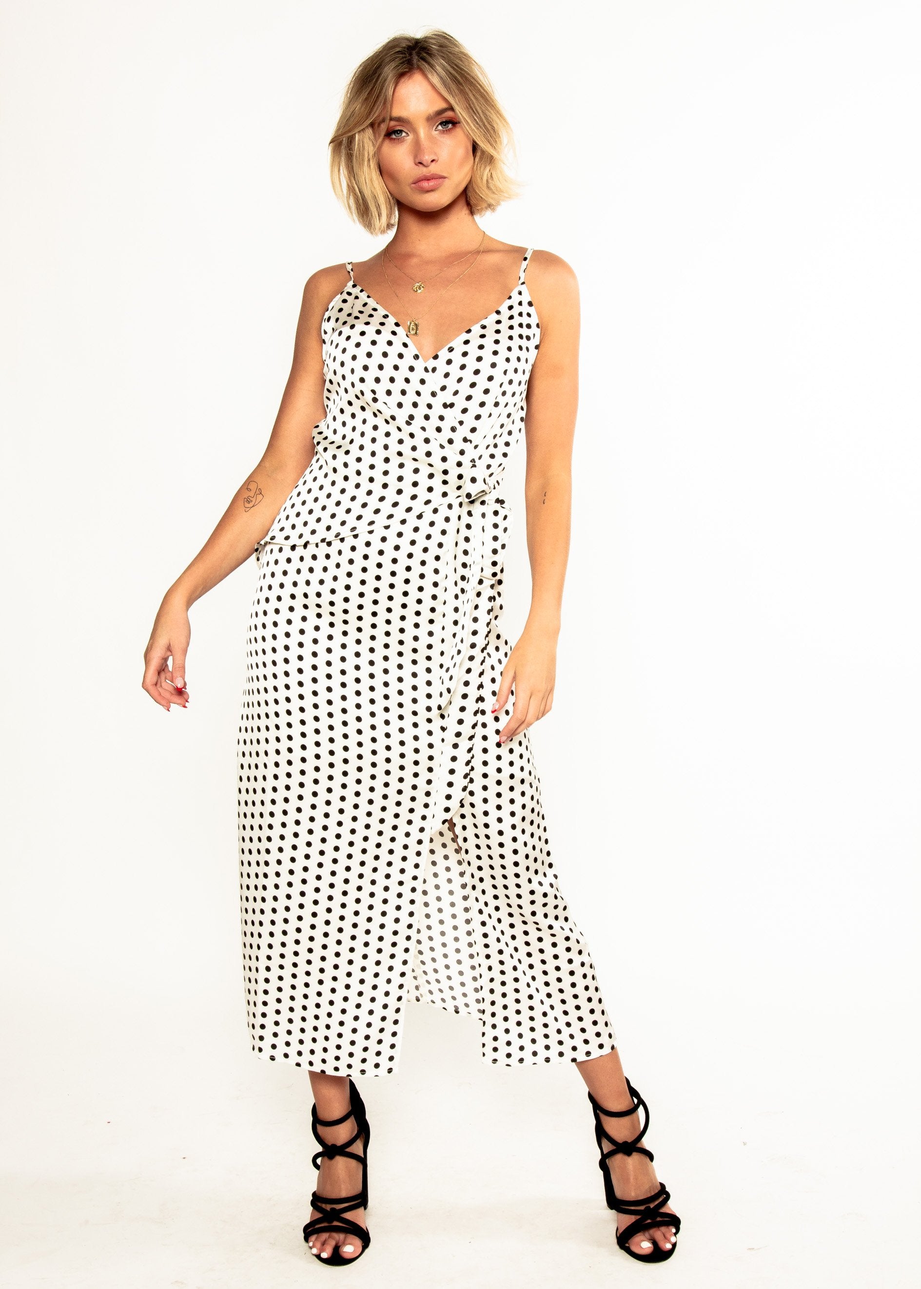 No Ordinary Love Midi Dress - White Polka