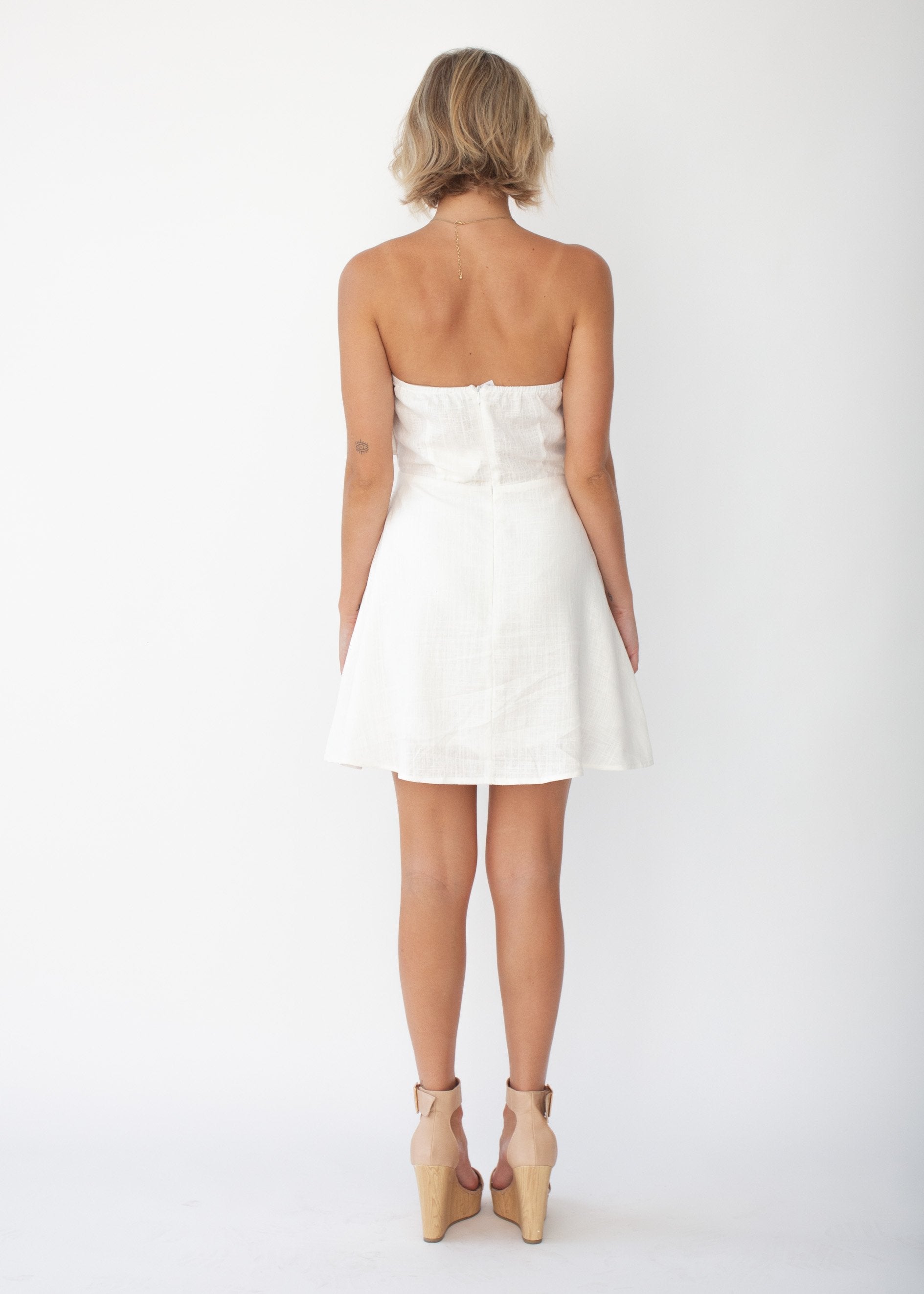 Nevaeh Linen Strapless Dress - White