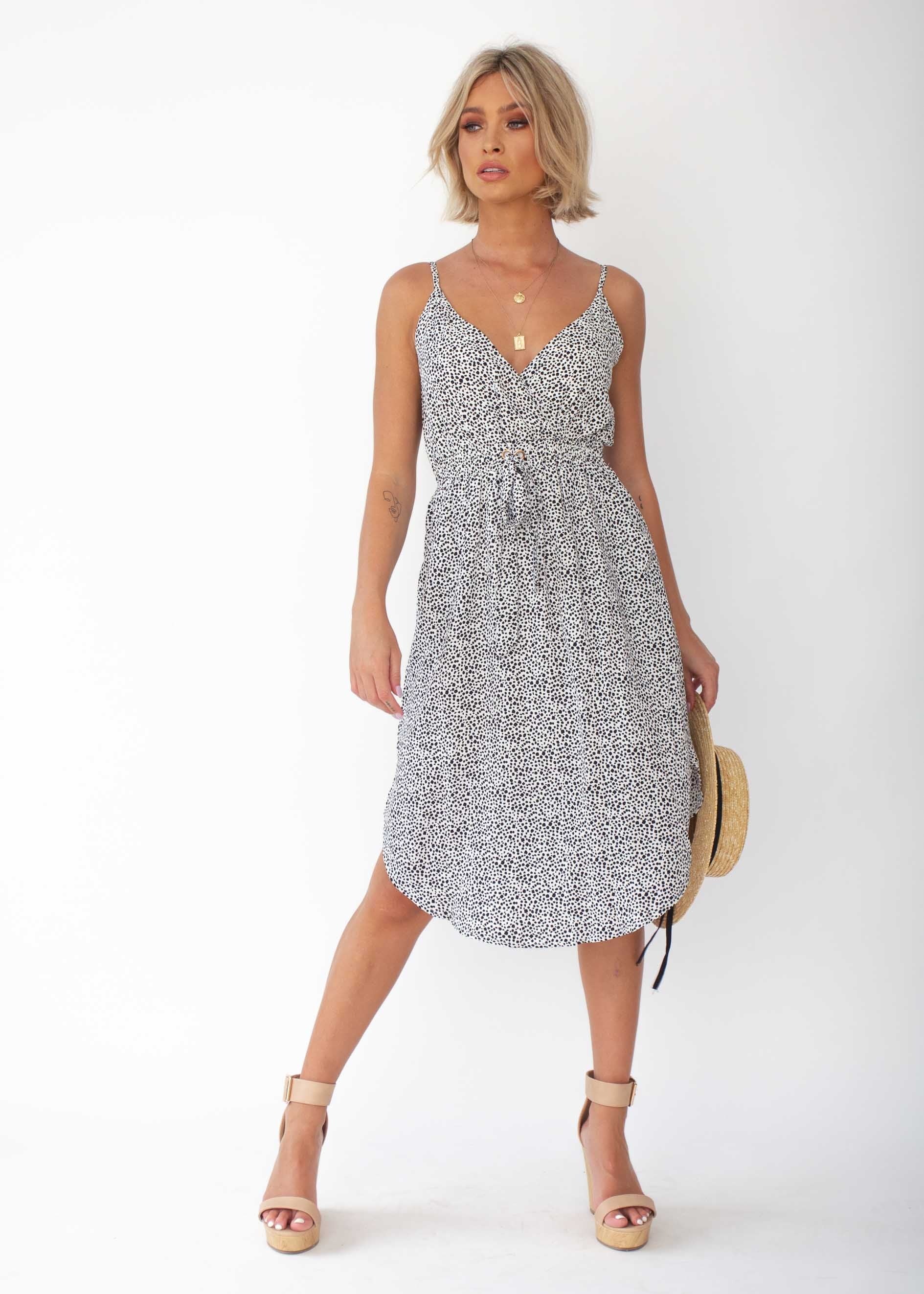Love No More Midi Dress - White Dot