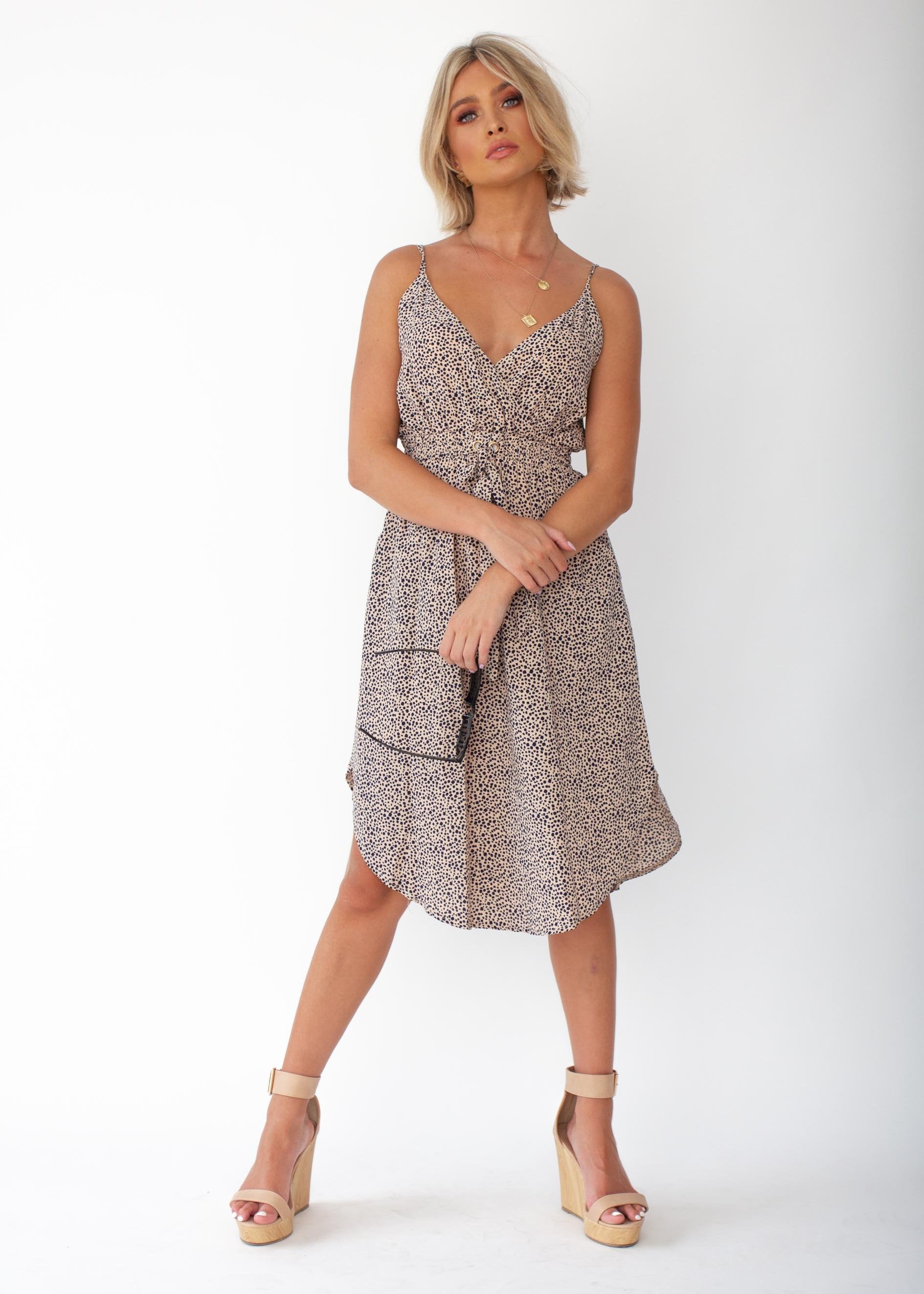 Love No More Midi Dress - Nude Dot