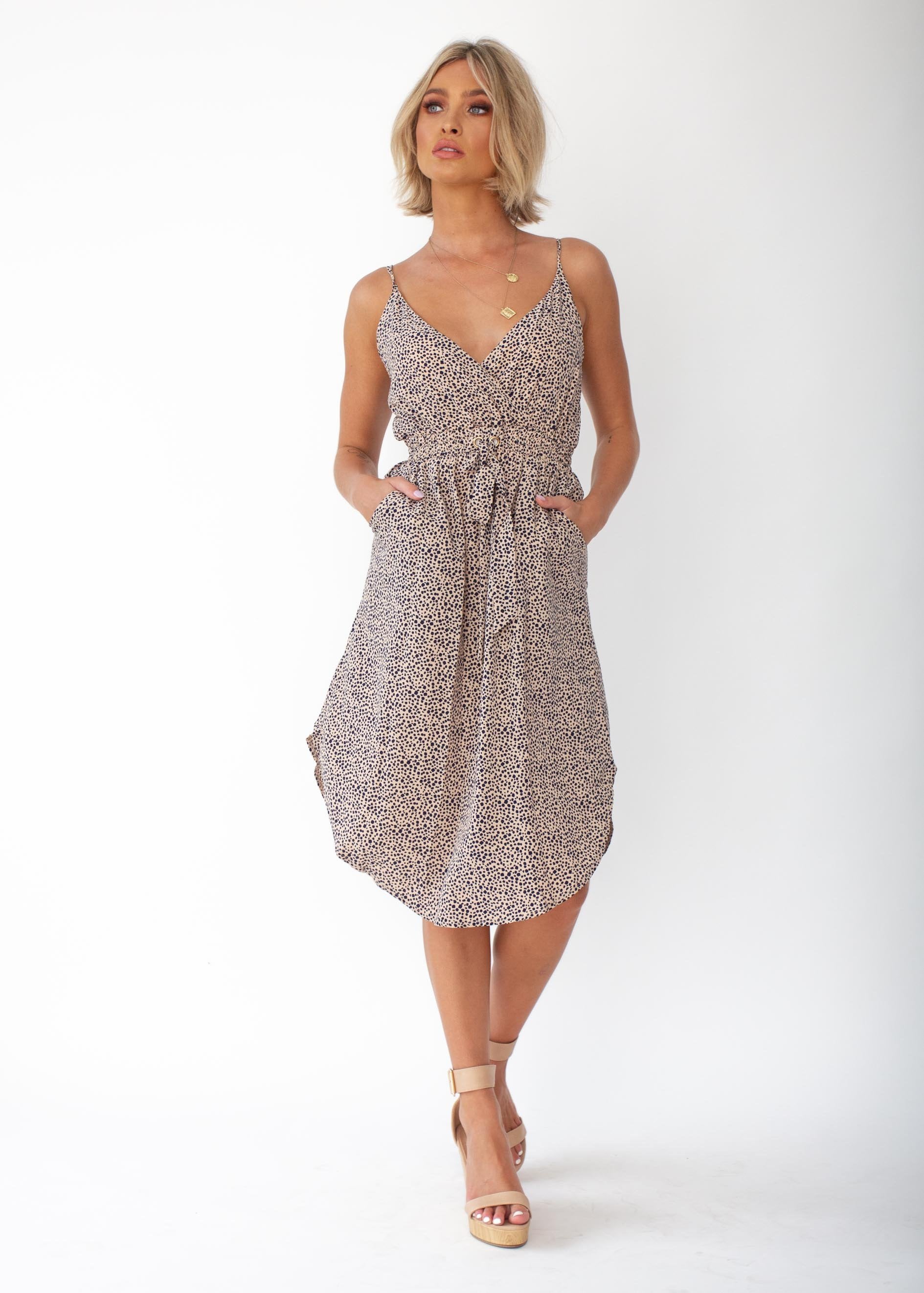 Love No More Midi Dress - Nude Dot