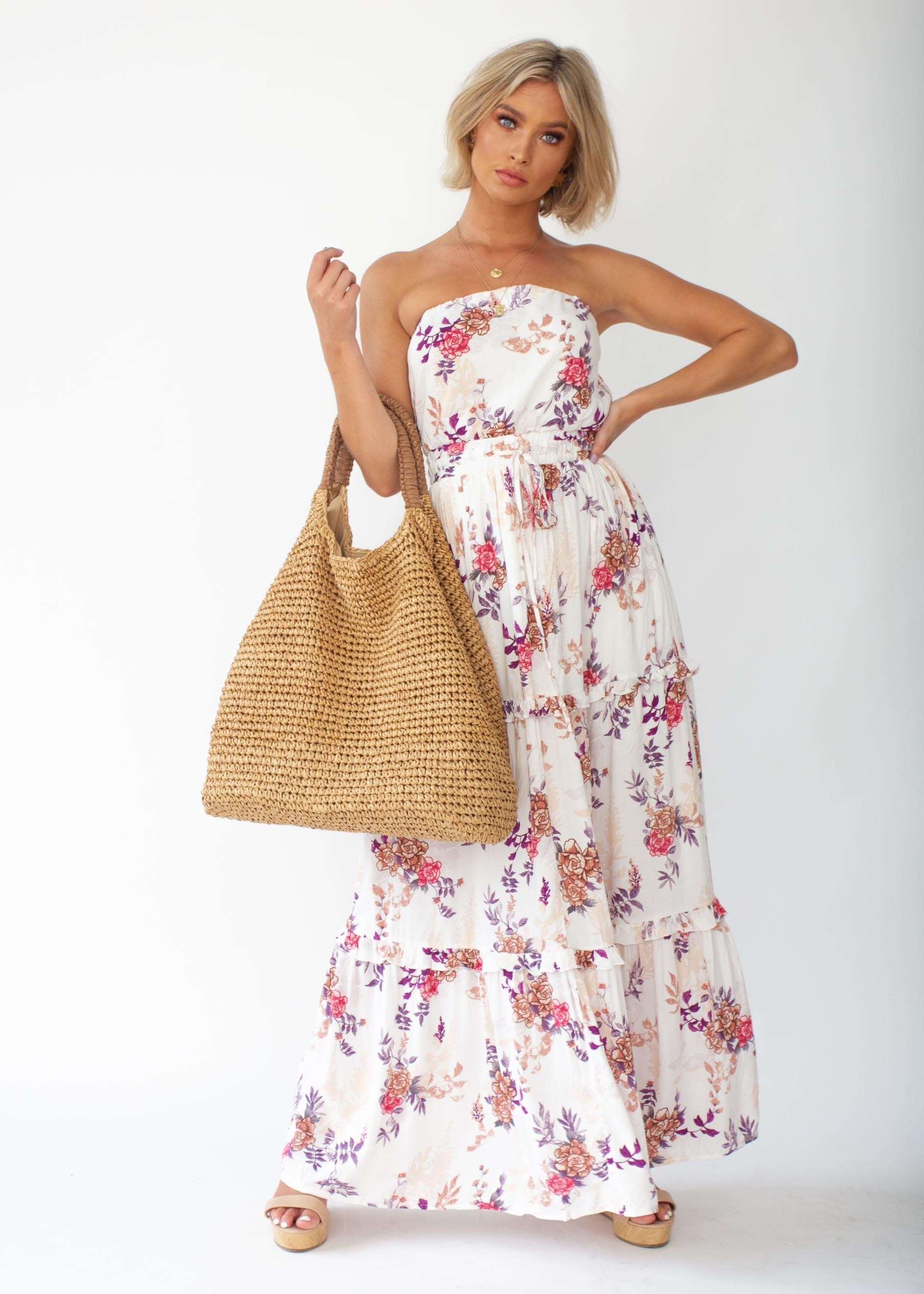 Lucina Strapless Maxi Dress - Floral Bliss
