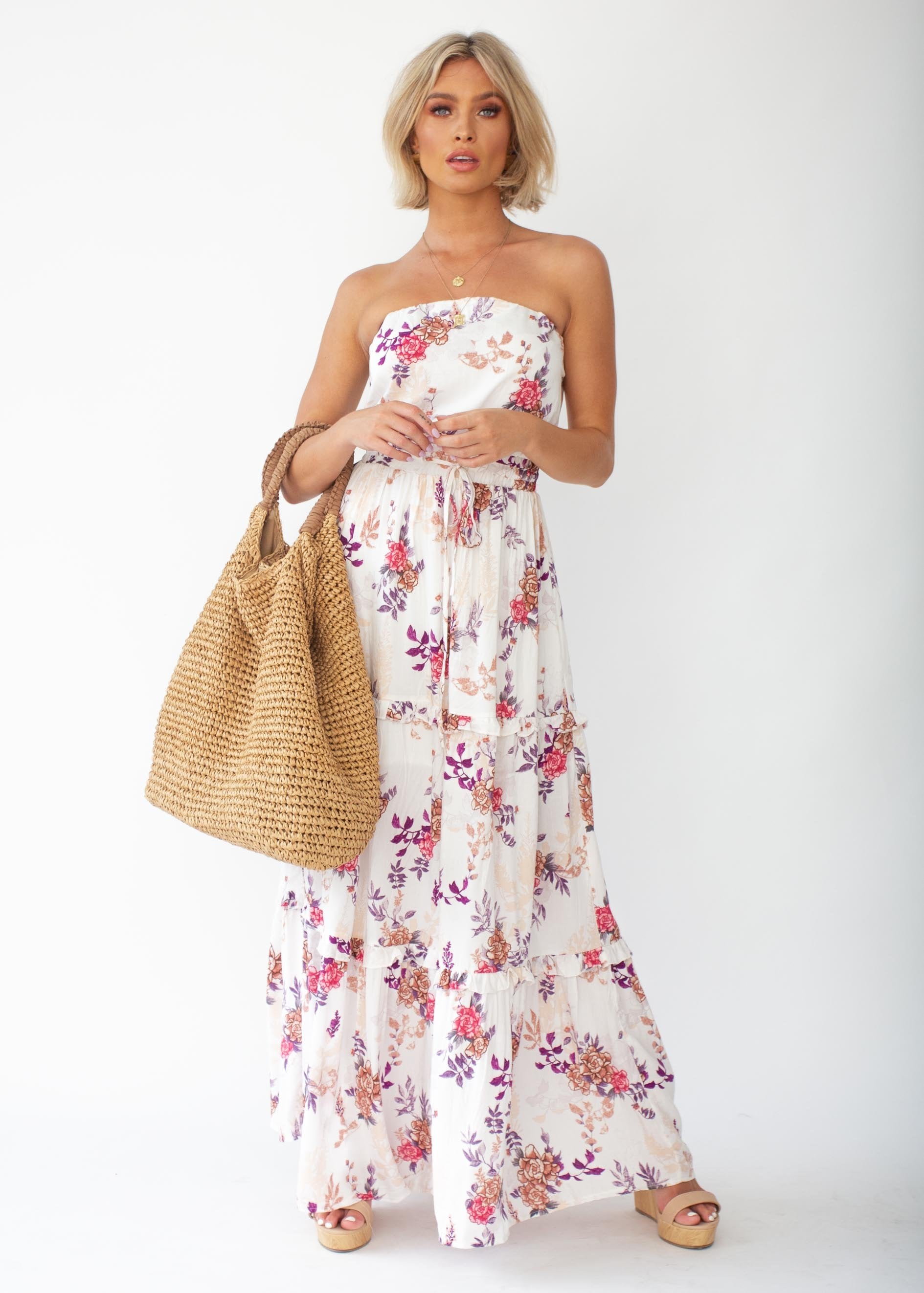 Lucina Strapless Maxi Dress - Floral Bliss