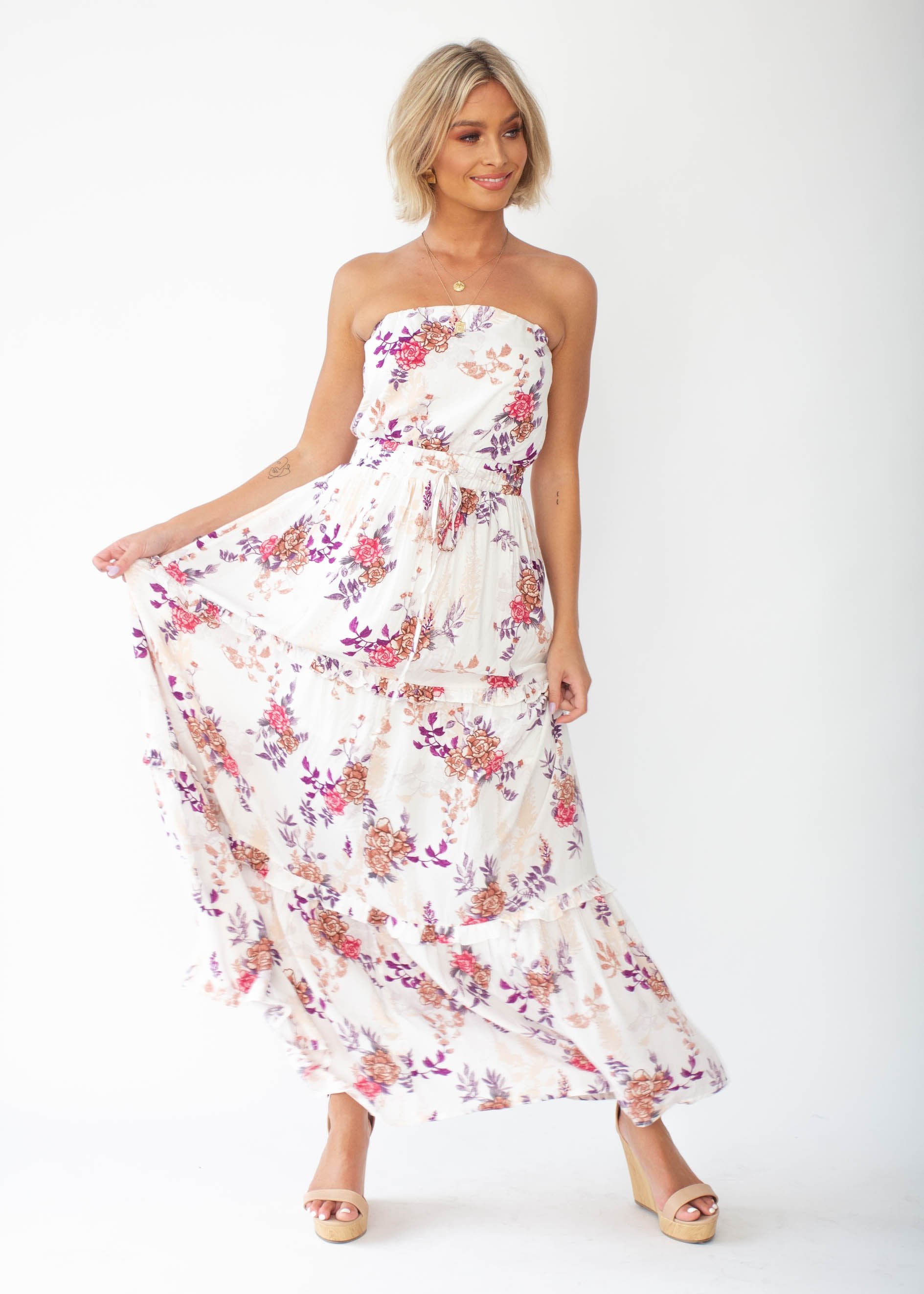 Lucina Strapless Maxi Dress - Floral Bliss