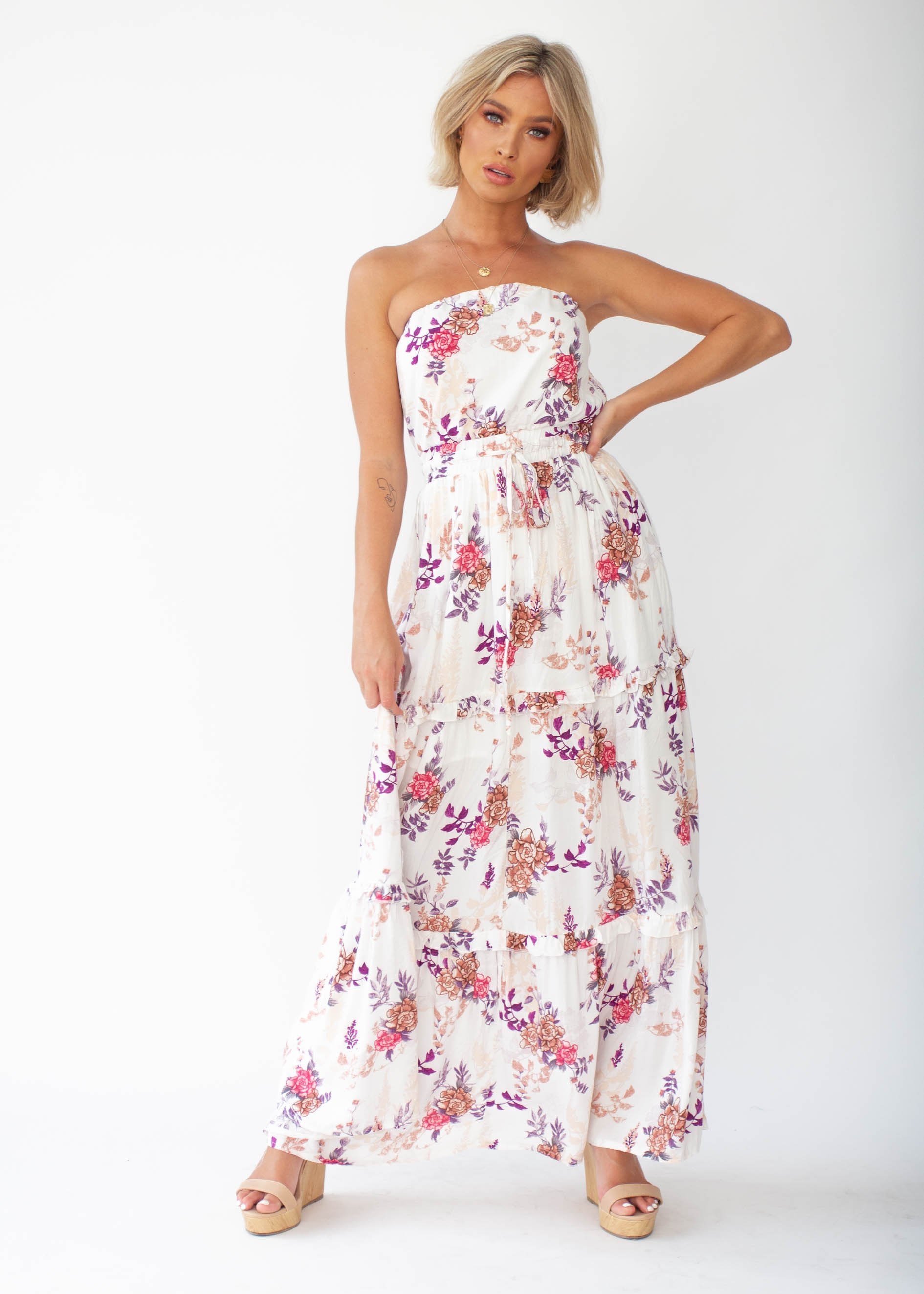 Lucina Strapless Maxi Dress - Floral Bliss
