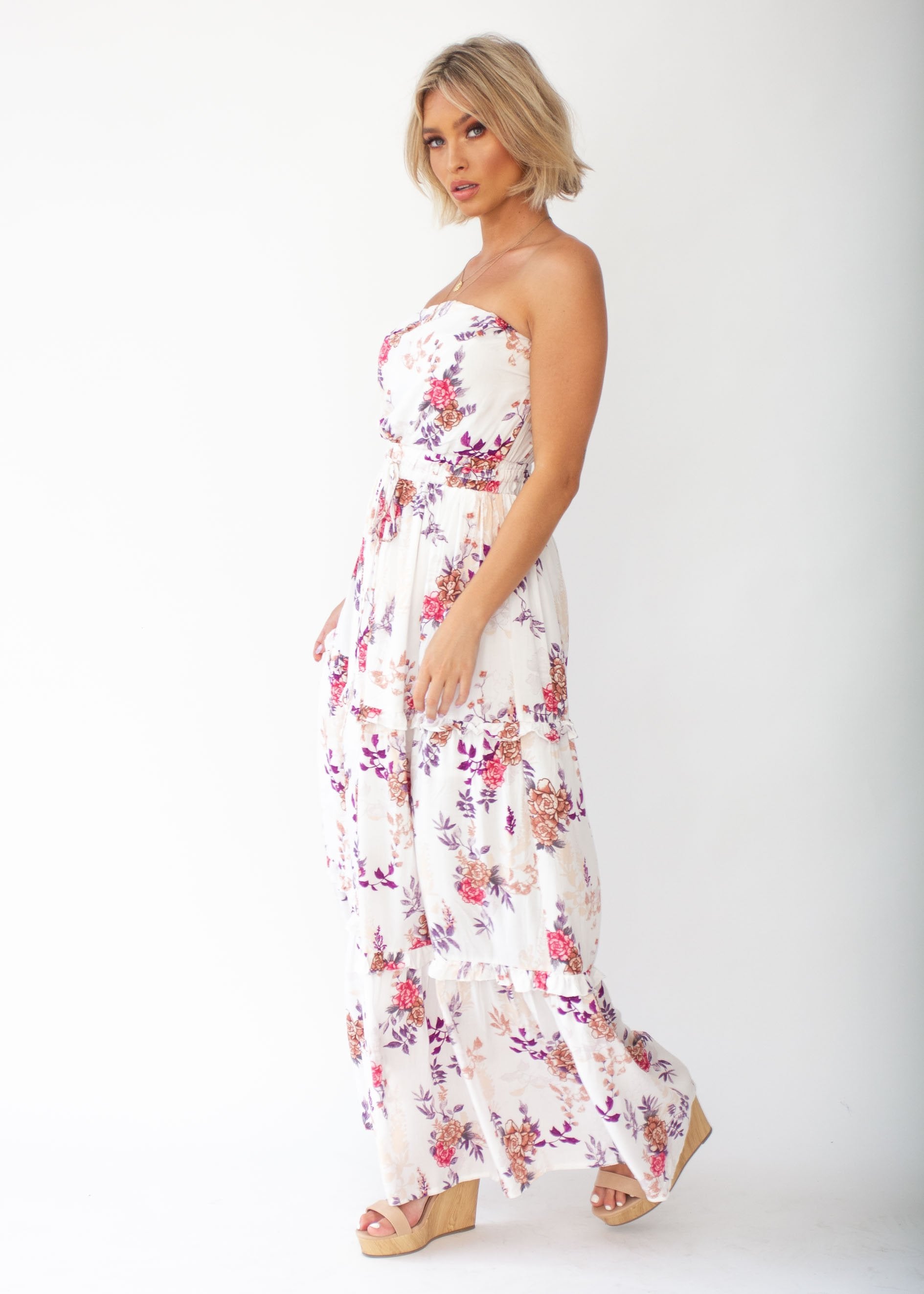 Lucina Strapless Maxi Dress - Floral Bliss