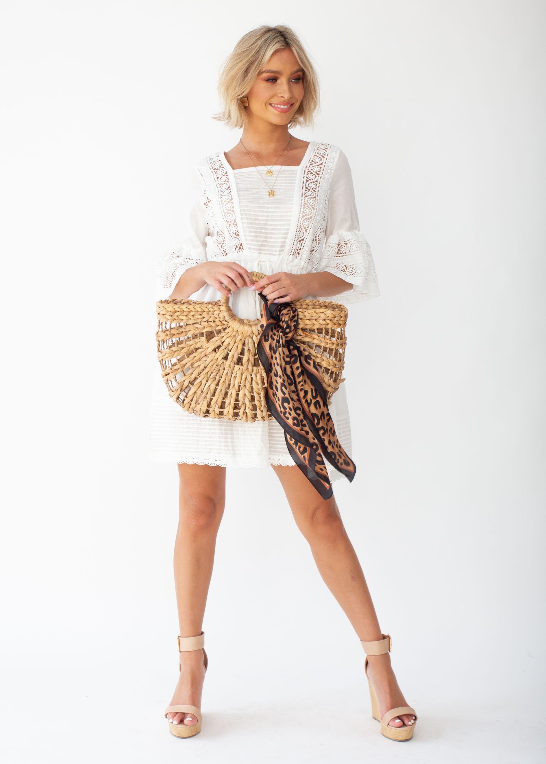 Heidi Sky Swing Dress - White