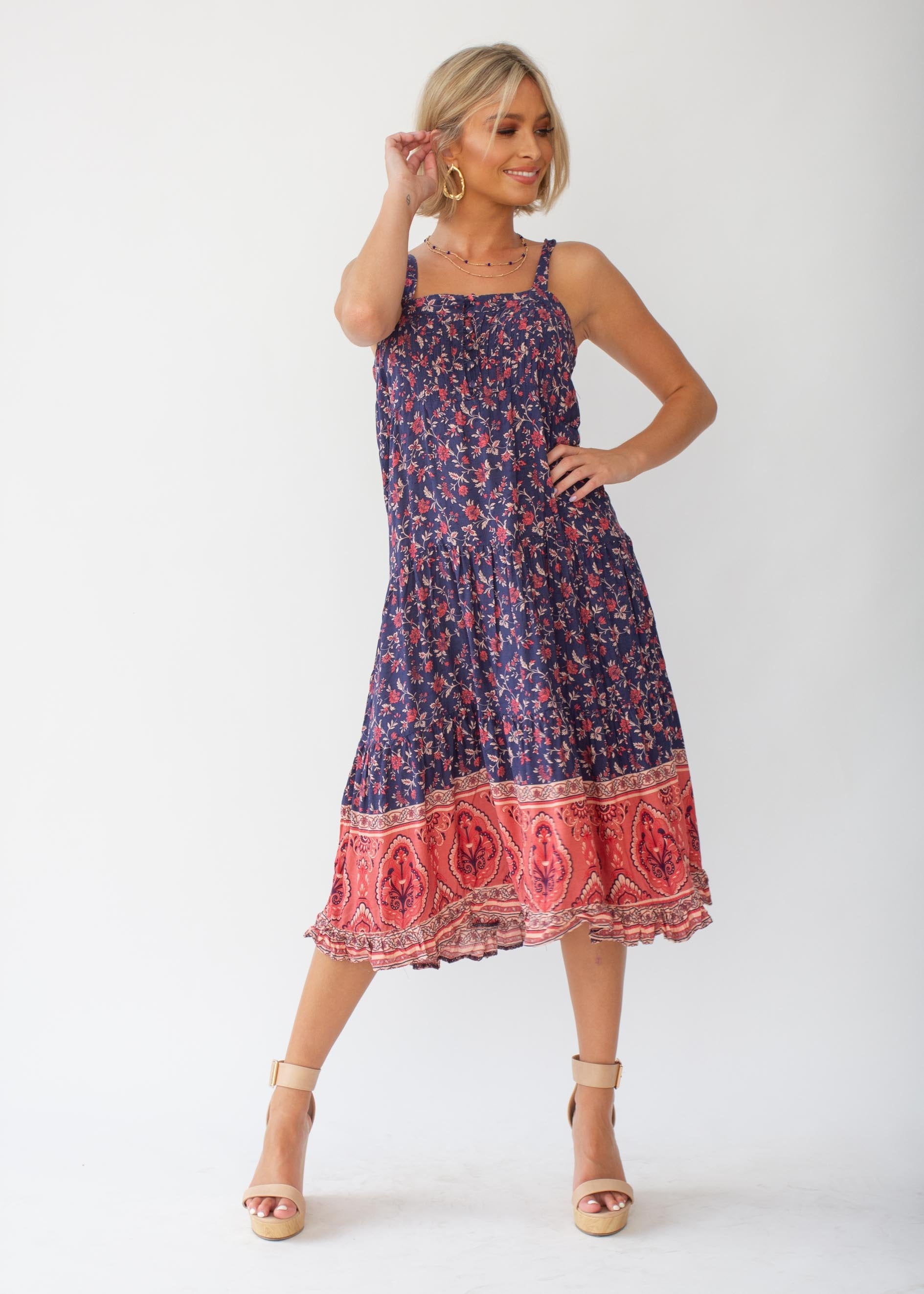 Sweet Life Midi Dress - Navy Floral