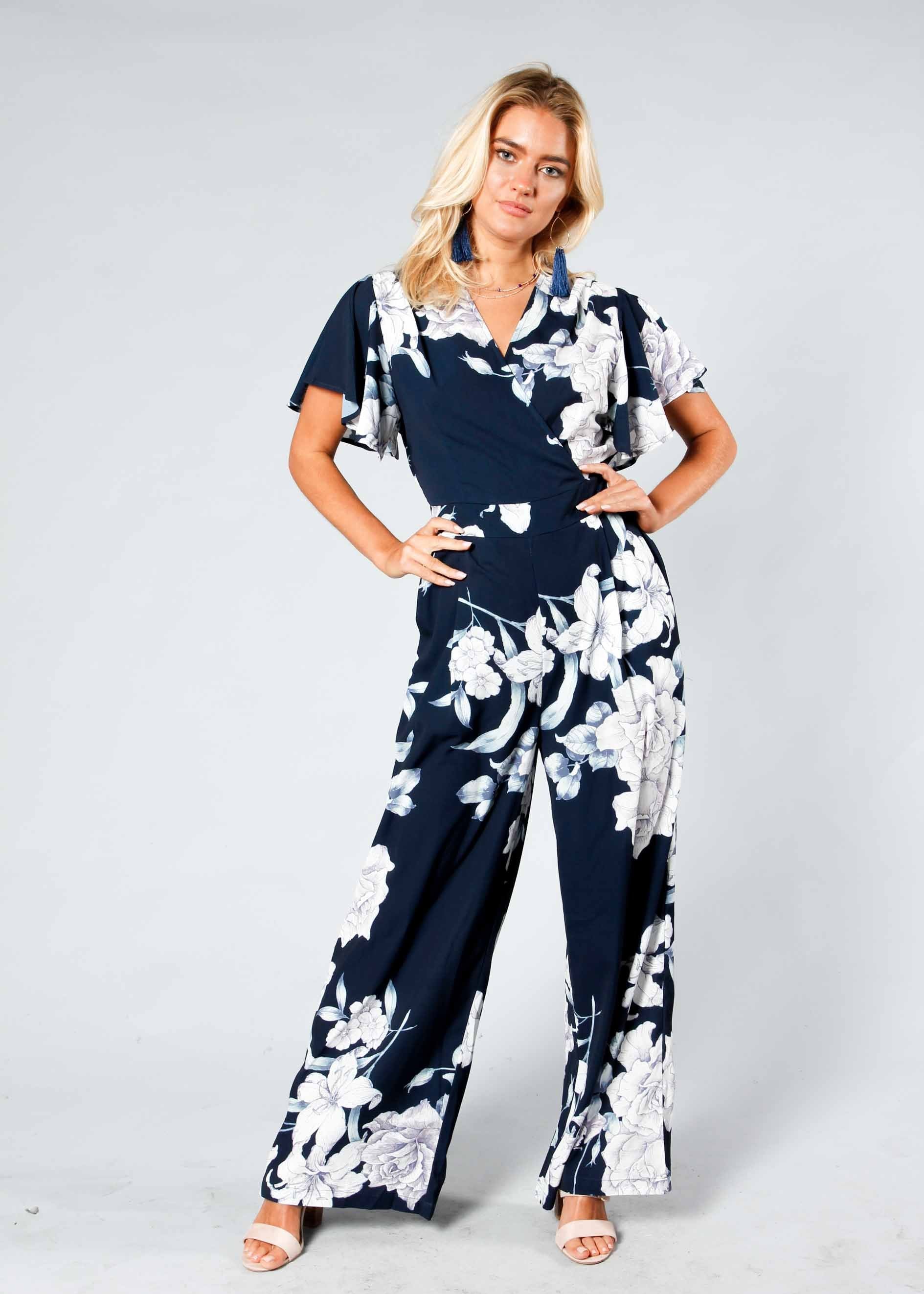Lead The Way Pantsuit - Navy Floral