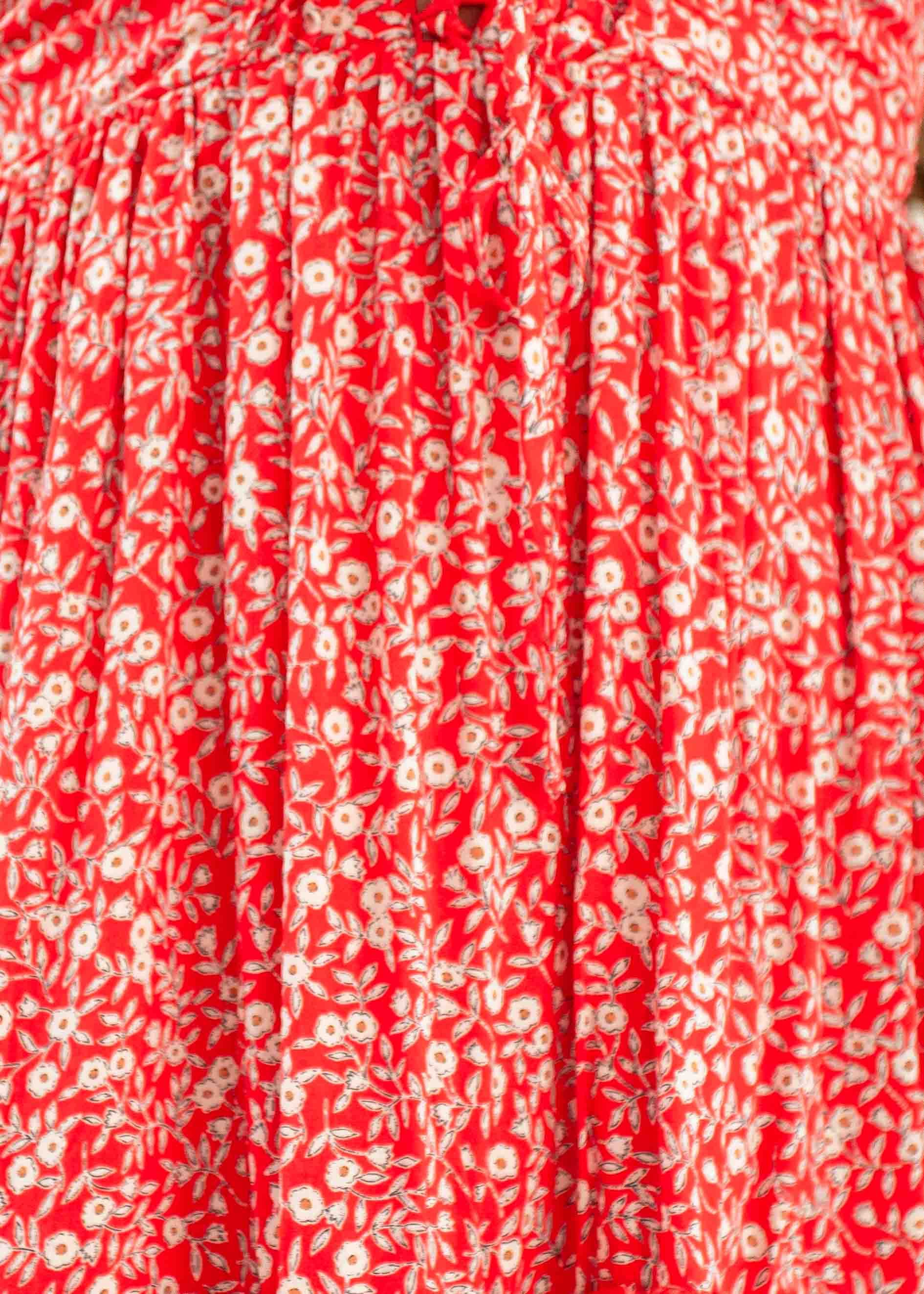 Lovers Kiss Tie Midi Dress - Red Floral