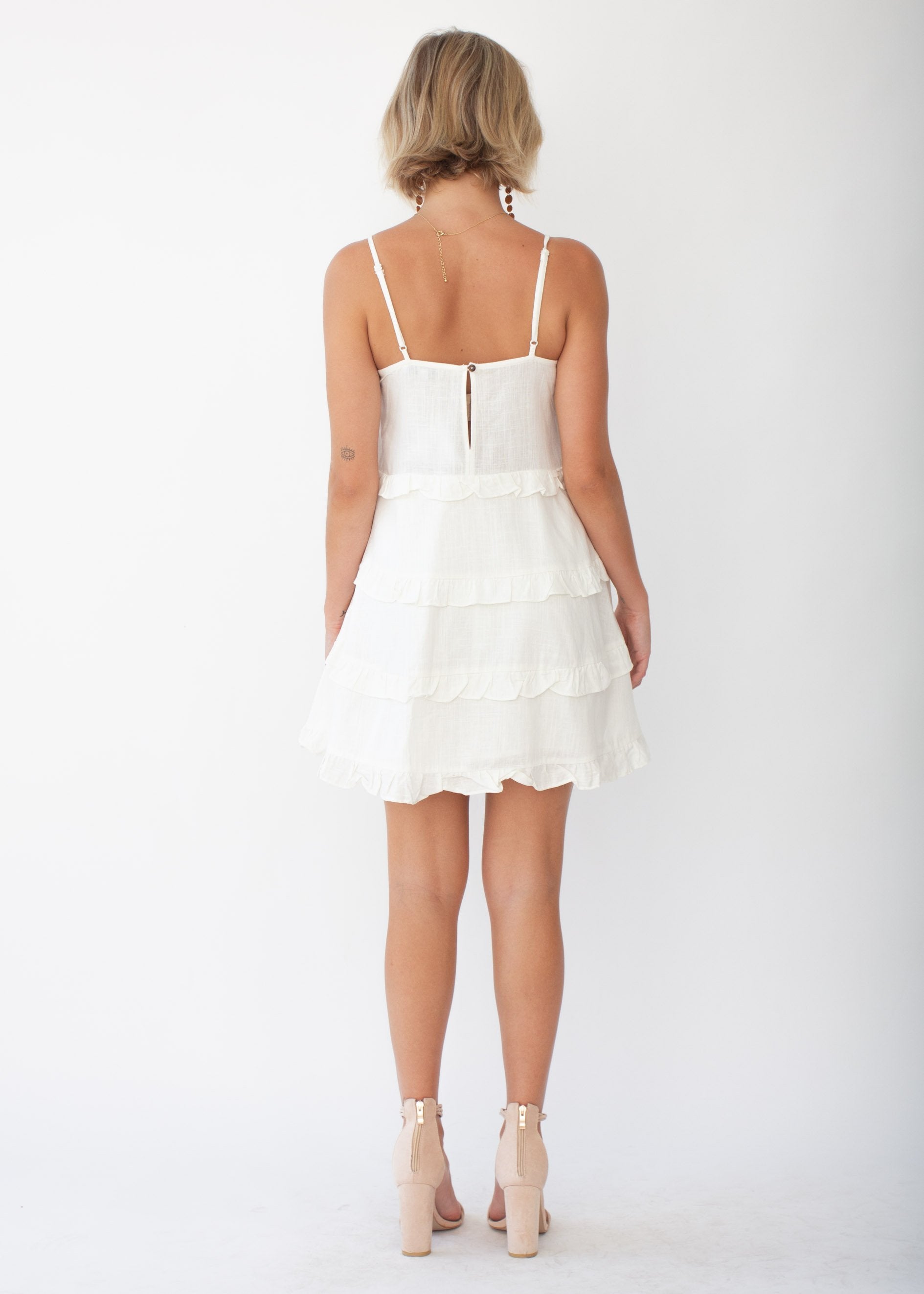 Petra Linen Swing Dress - White