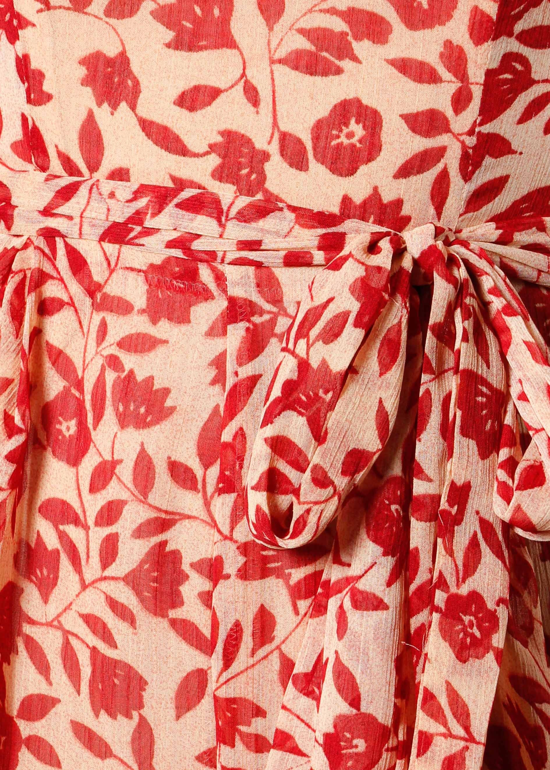 Siren Off Shoulder Pantsuit - Red Floral