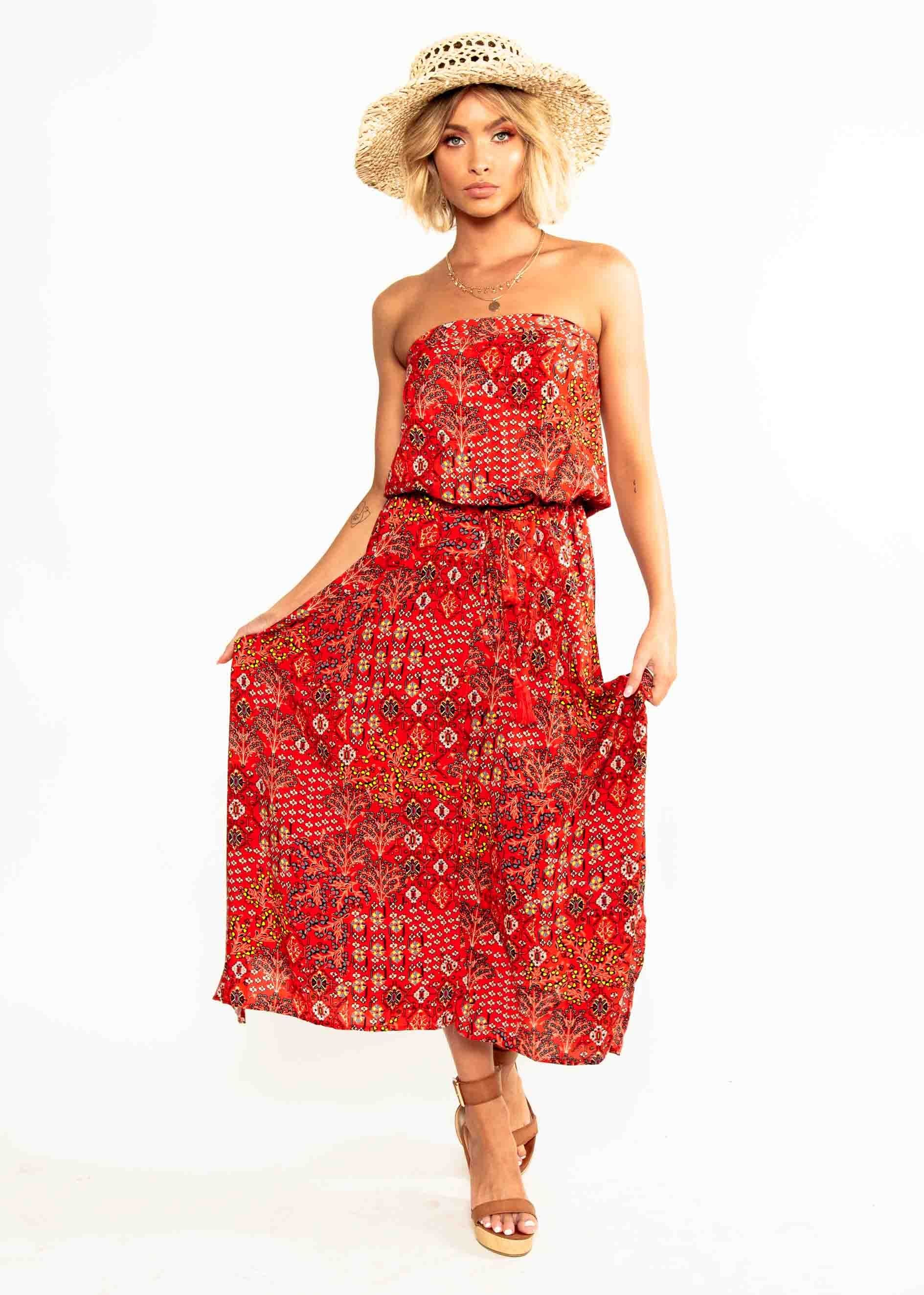 New Freedom Strapless Maxi Dress - Fiesta