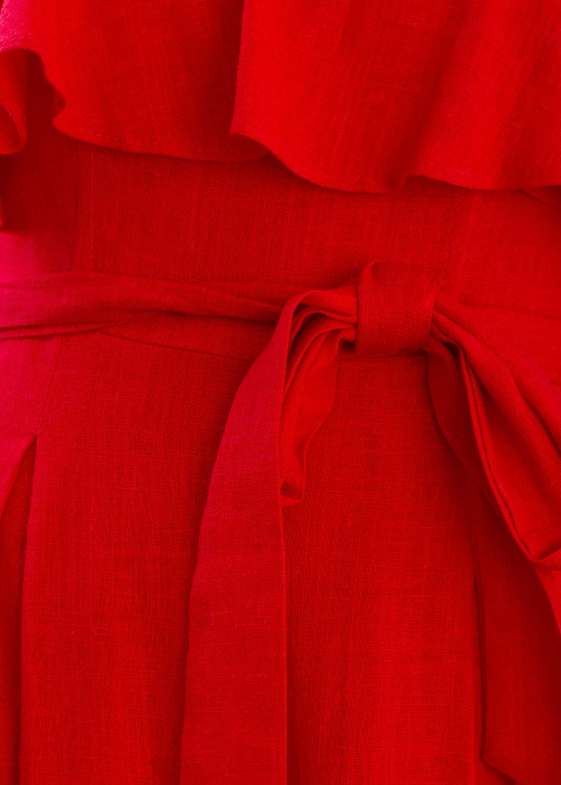 Joslyn Strapless Pantsuit w/ Tie - Red