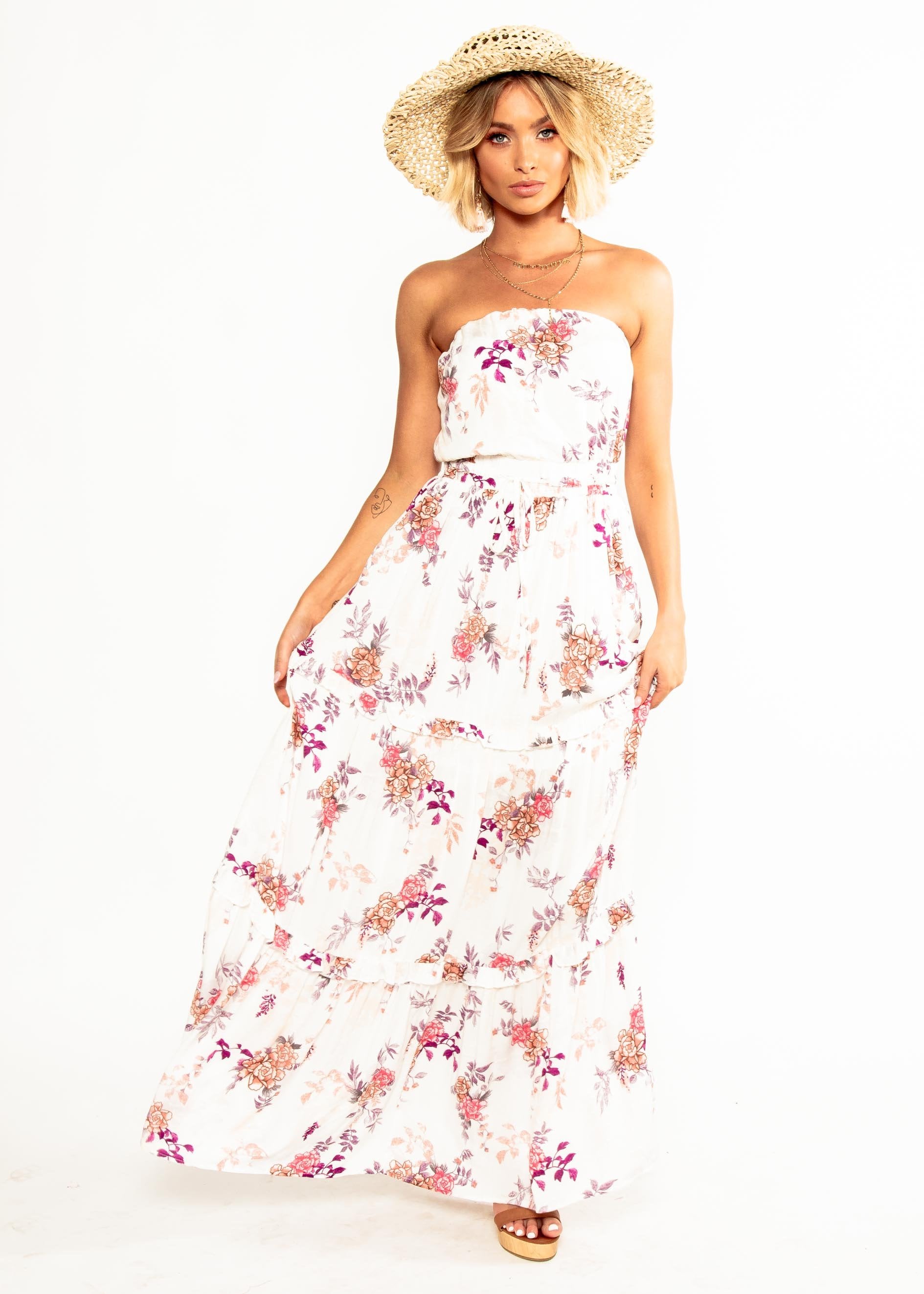 Lucina Strapless Maxi Dress - Floral Bliss