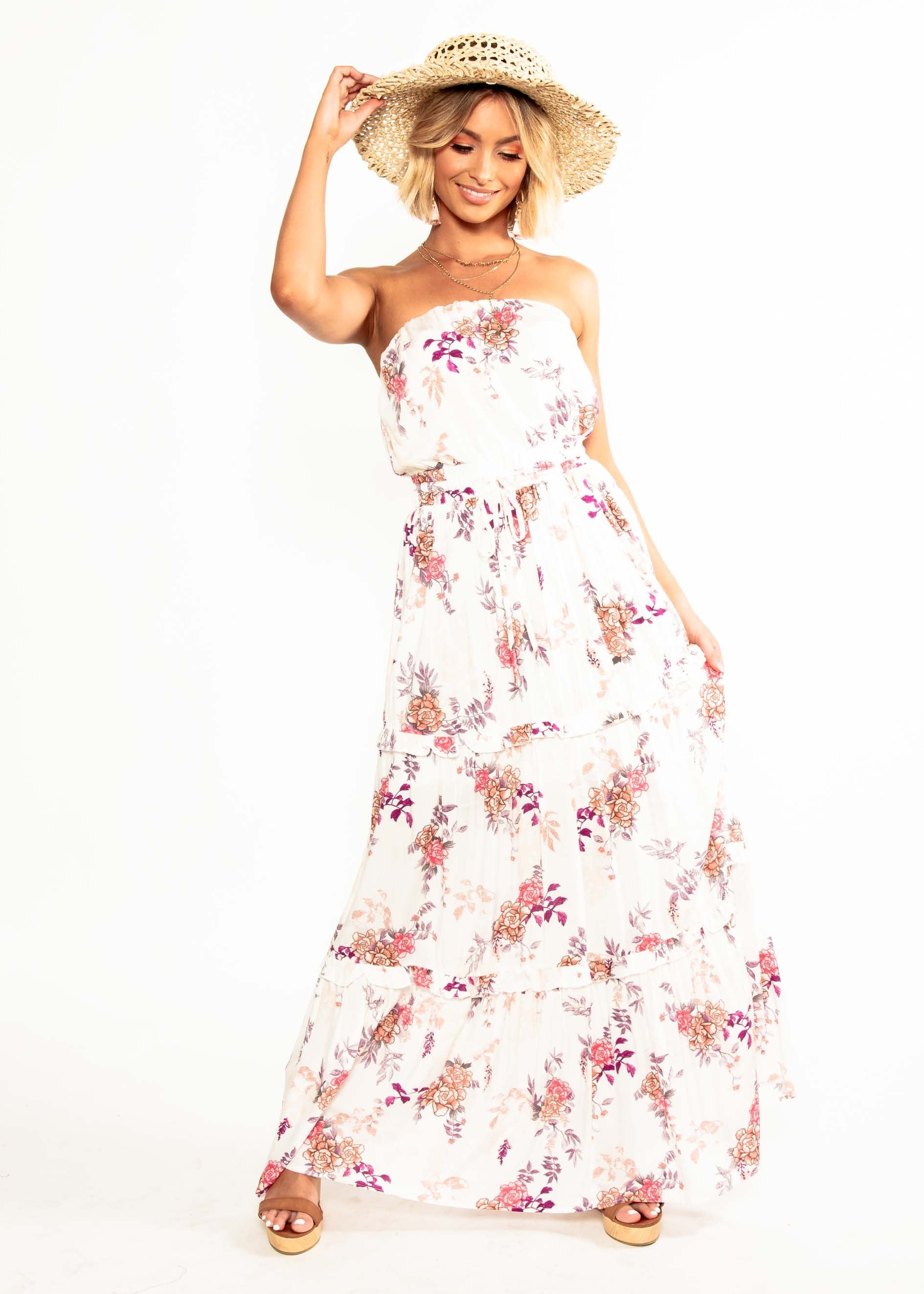 Lucina Strapless Maxi Dress - Floral Bliss