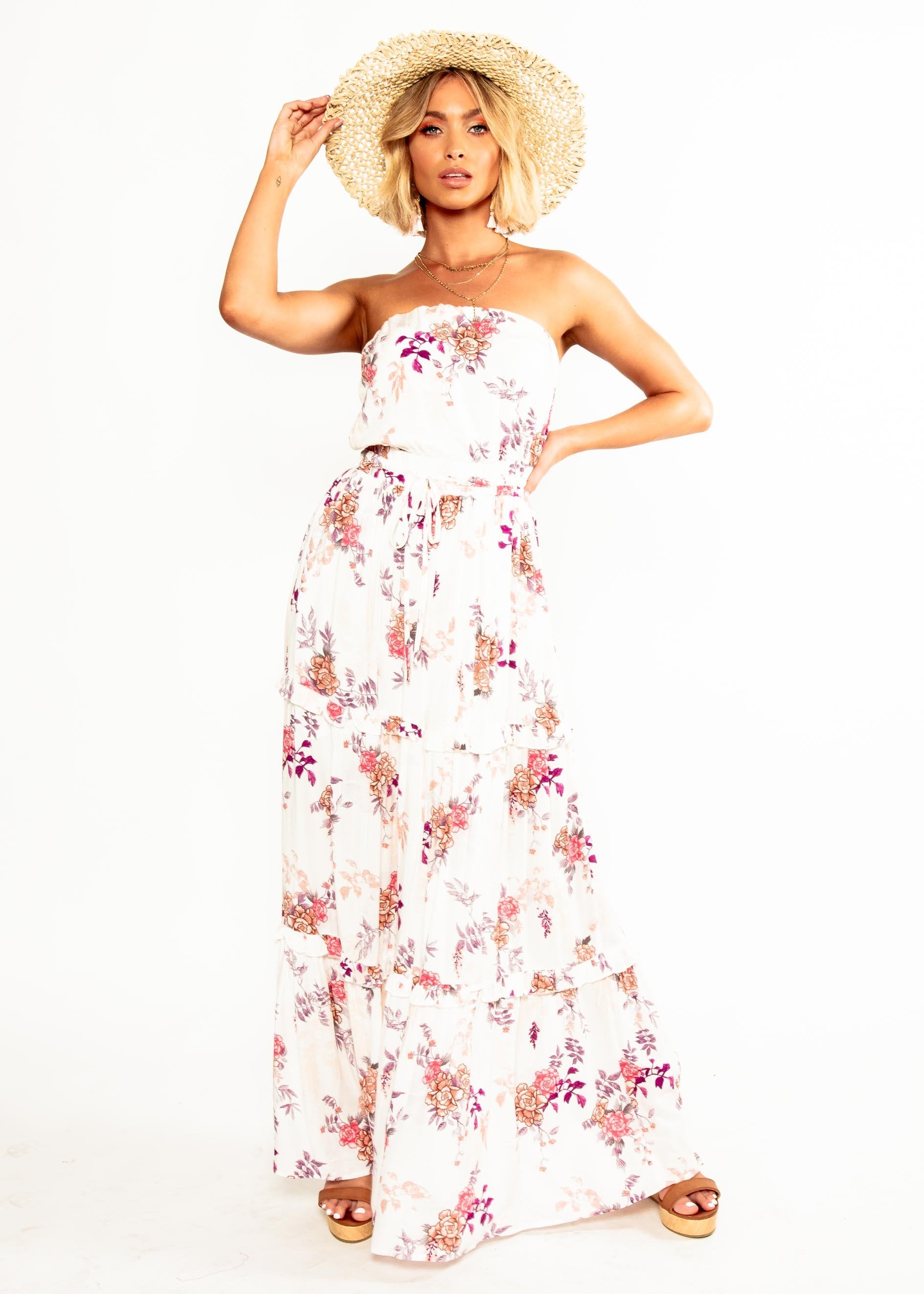 Lucina Strapless Maxi Dress - Floral Bliss