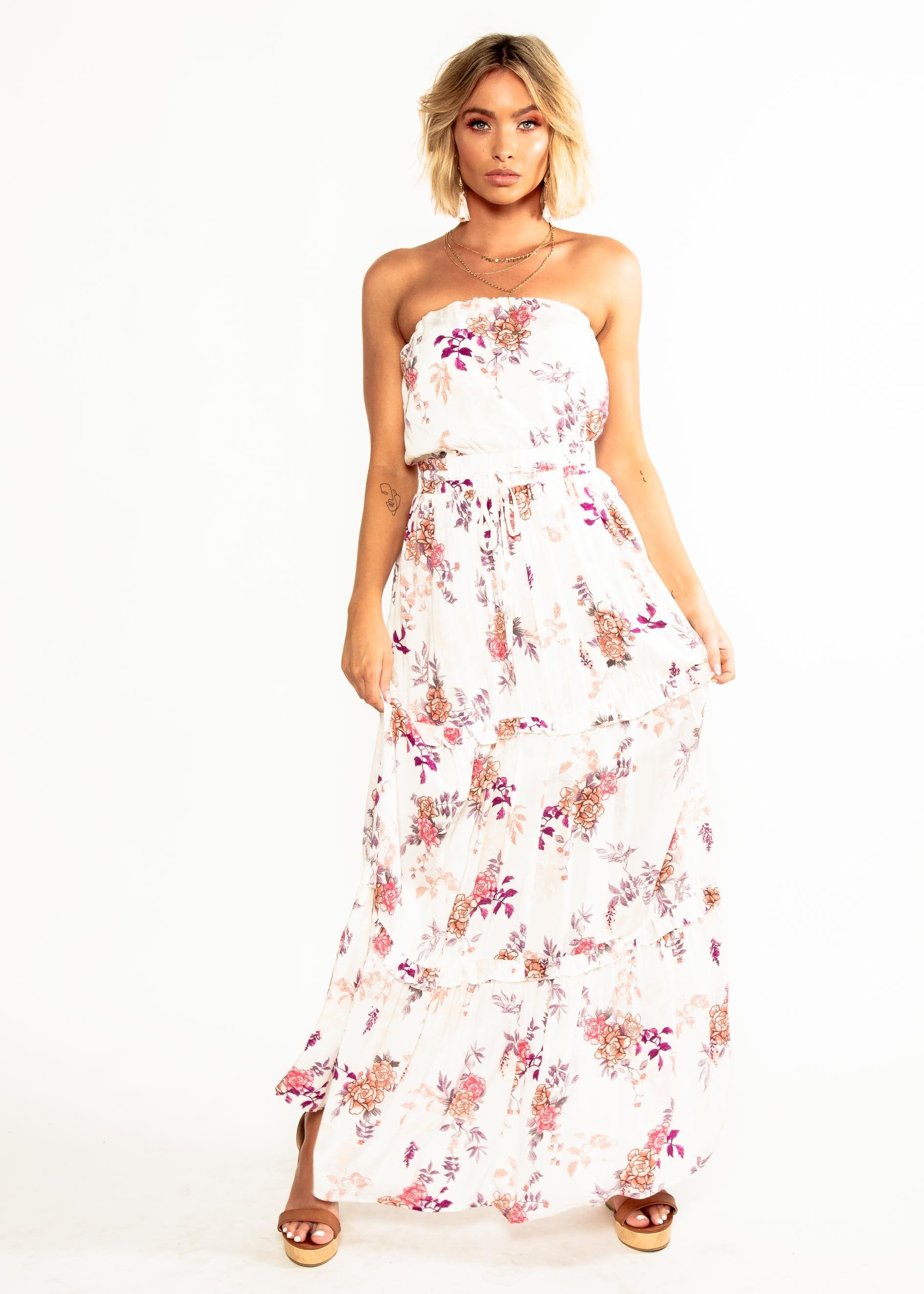 Lucina Strapless Maxi Dress - Floral Bliss
