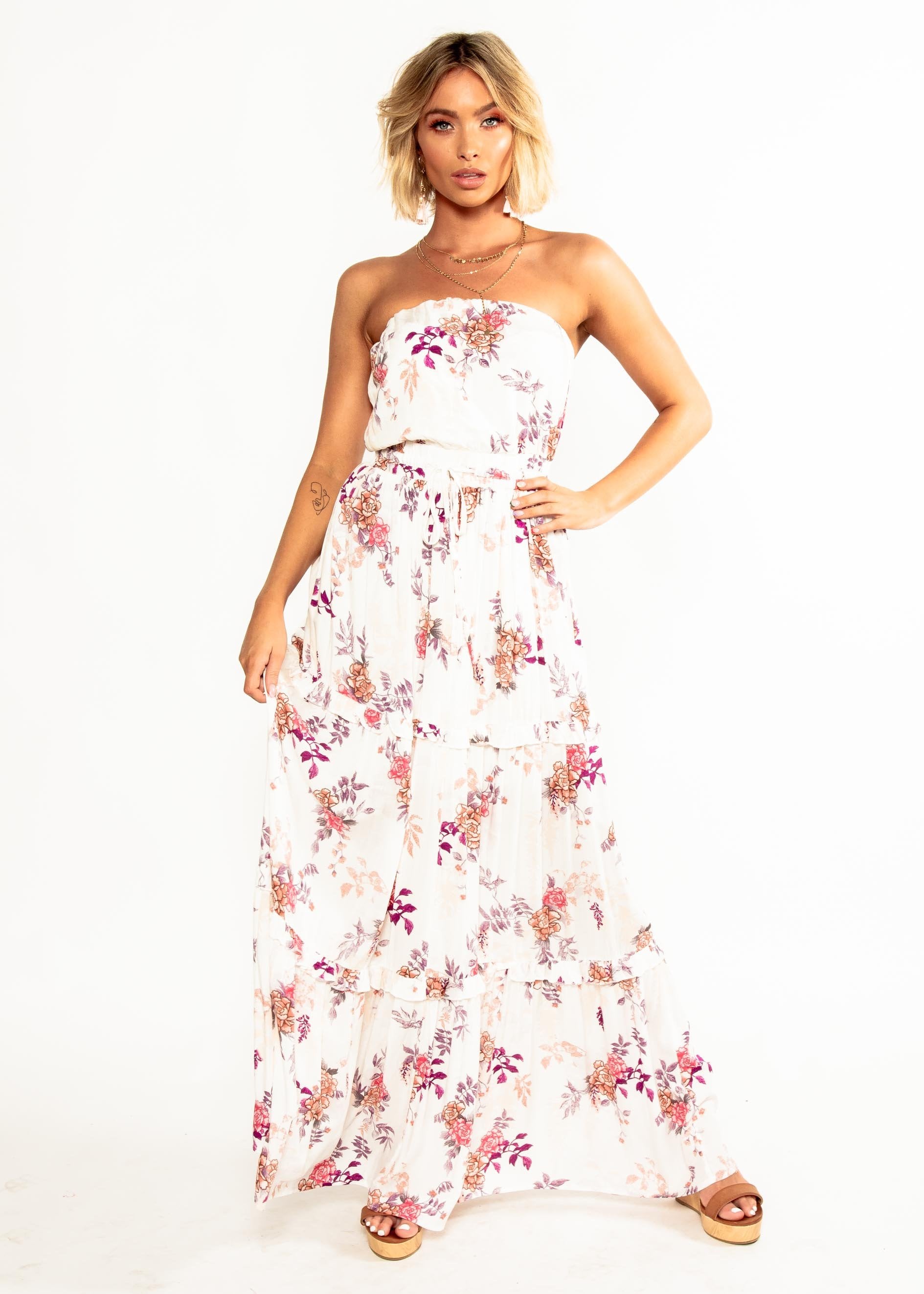 Lucina Strapless Maxi Dress - Floral Bliss