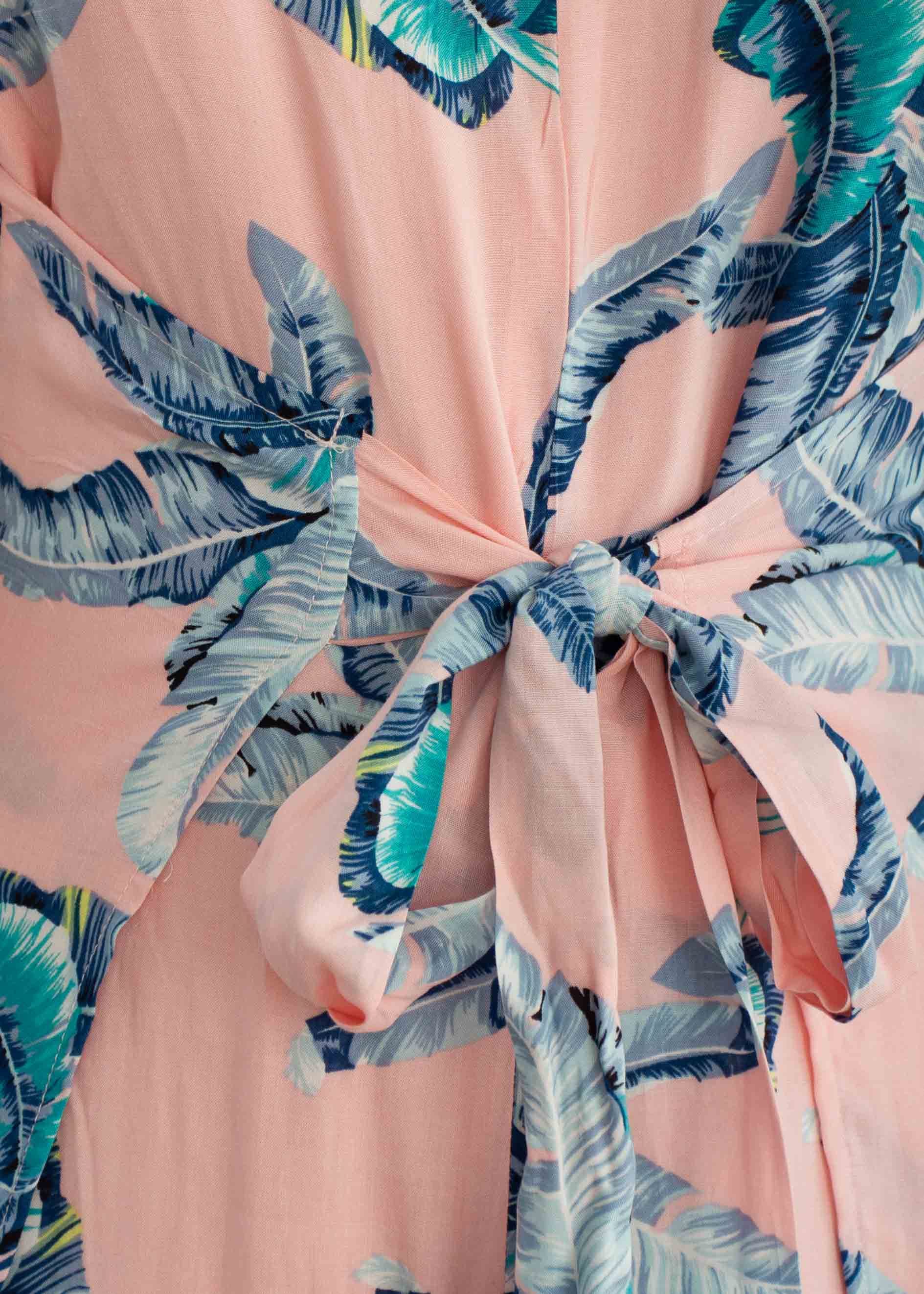 Cyan Halter Pantsuit - Peach Palm