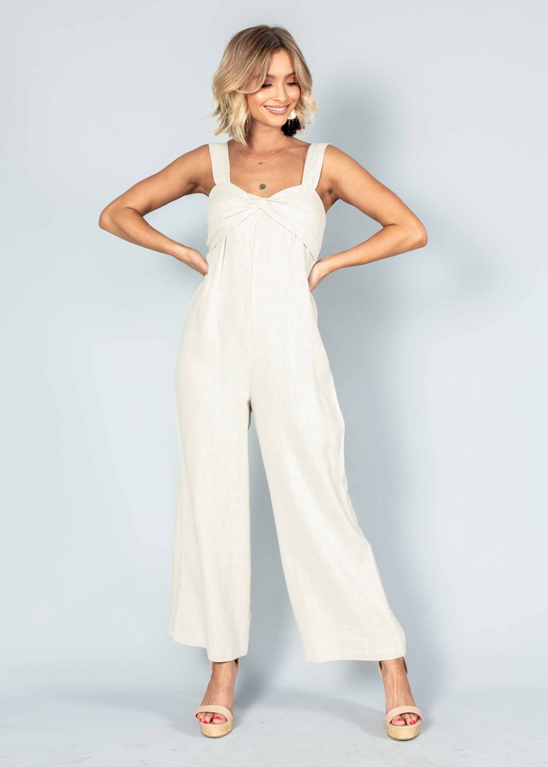 Courtland Linen-Blend Pantsuit - Natural