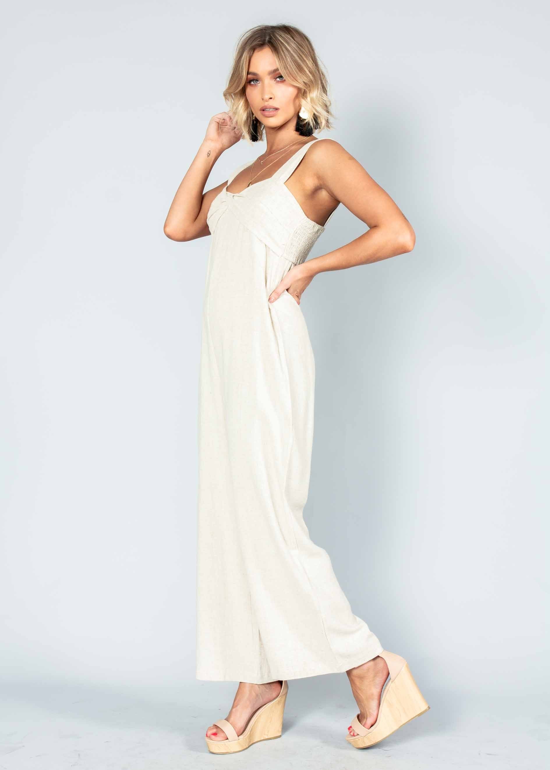 Courtland Linen-Blend Pantsuit - Natural