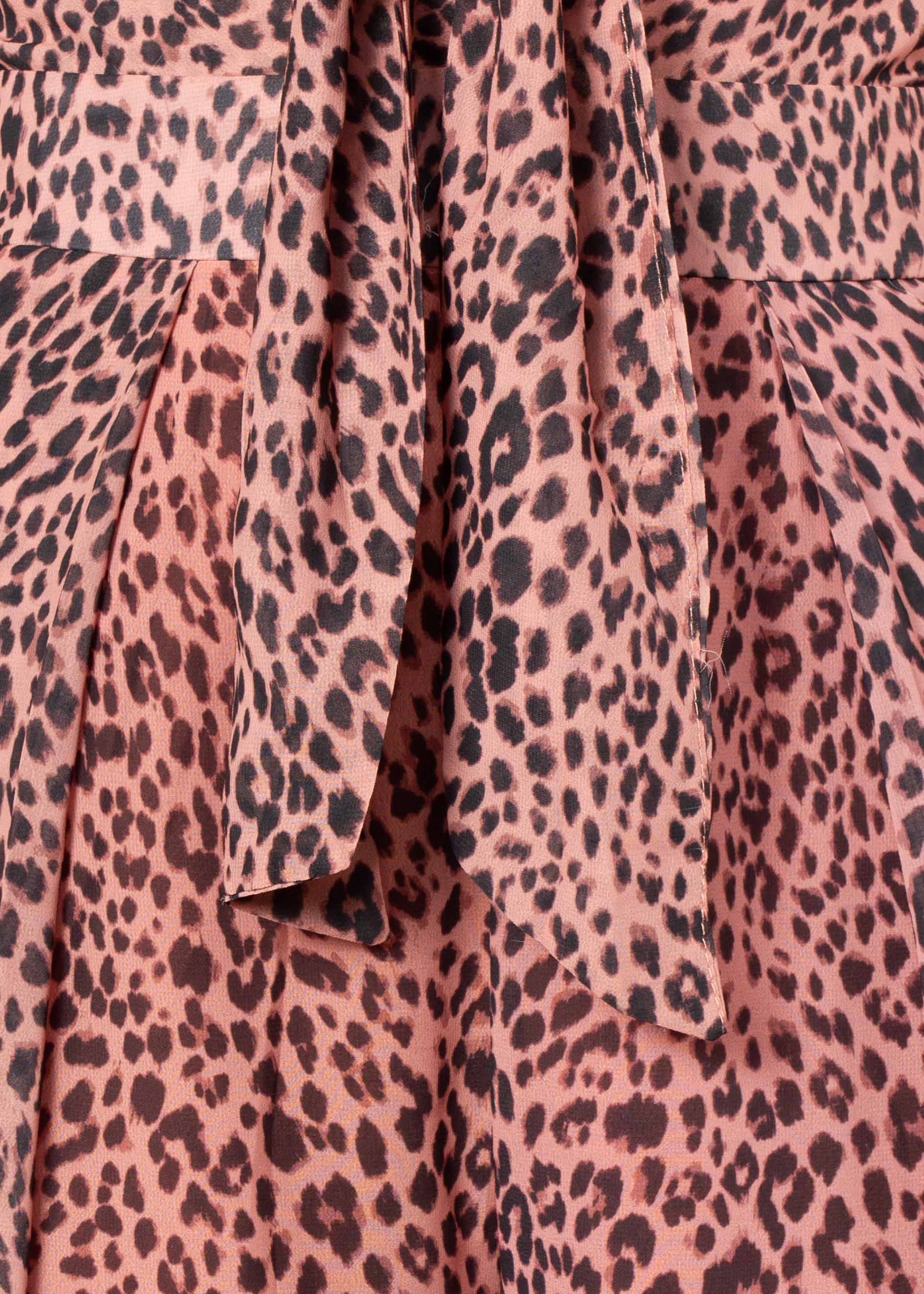 Baylee Tie Pantsuit - Dark Rose Leopard