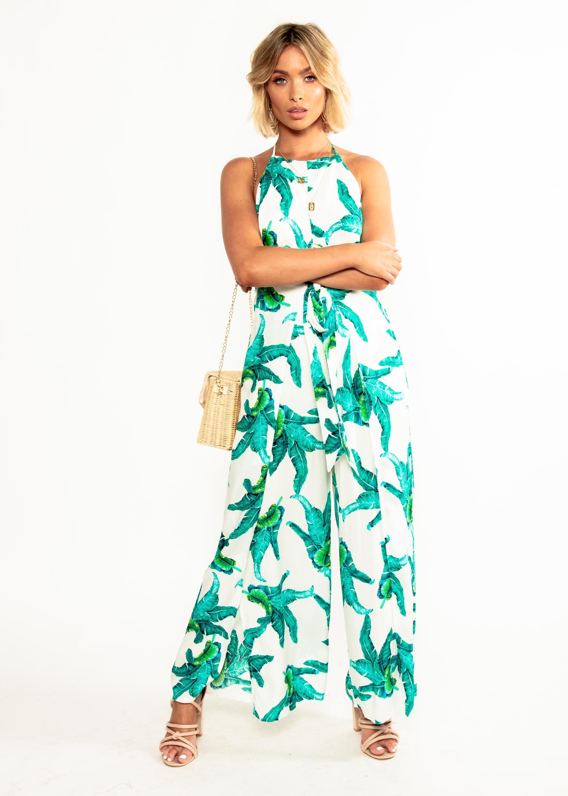 Cyan Pantsuit - White Palm