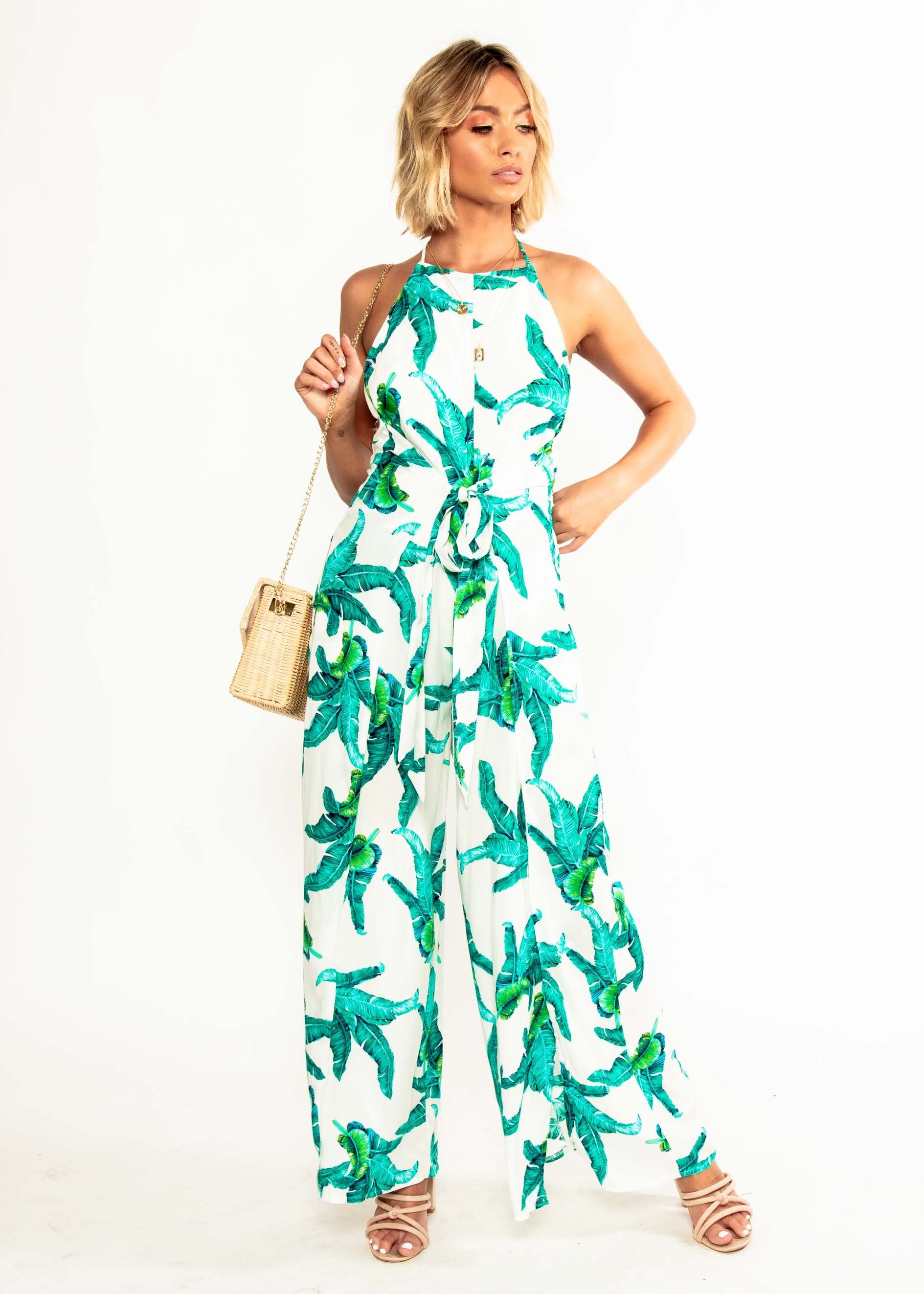 Cyan Pantsuit - White Palm