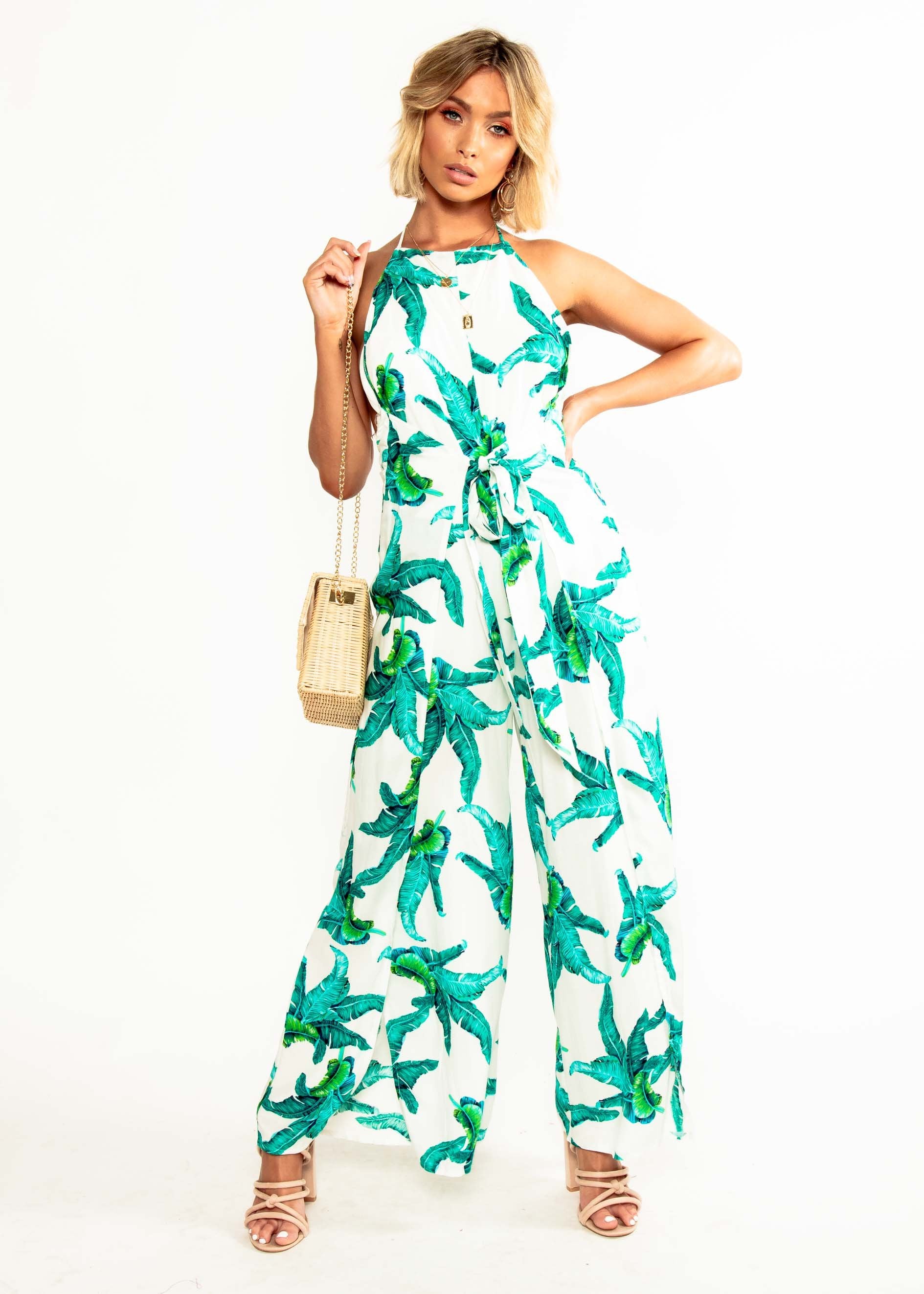 Cyan Pantsuit - White Palm
