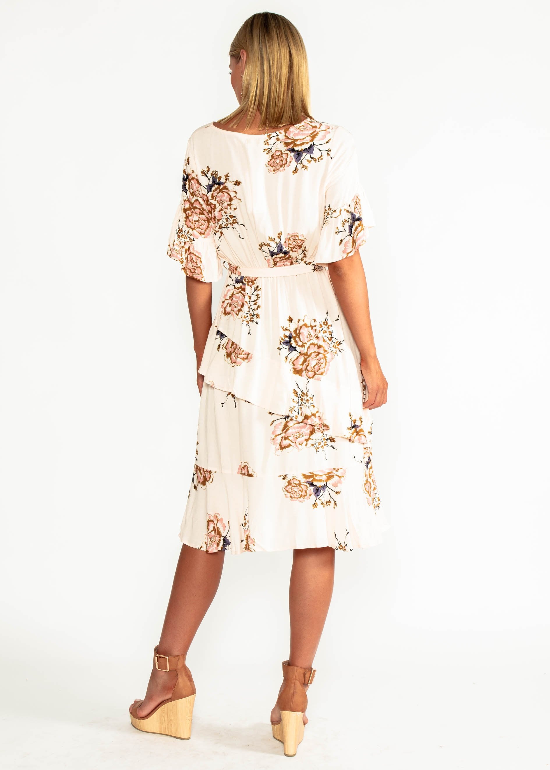 Sweet Lady Midi Dress w/ Tie - Posie