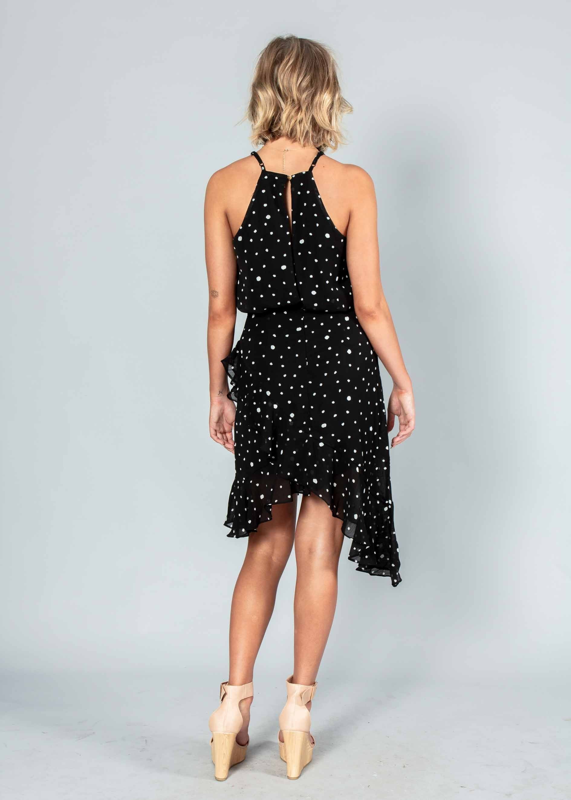 Thalia Dress w/ Tie - Black Spot