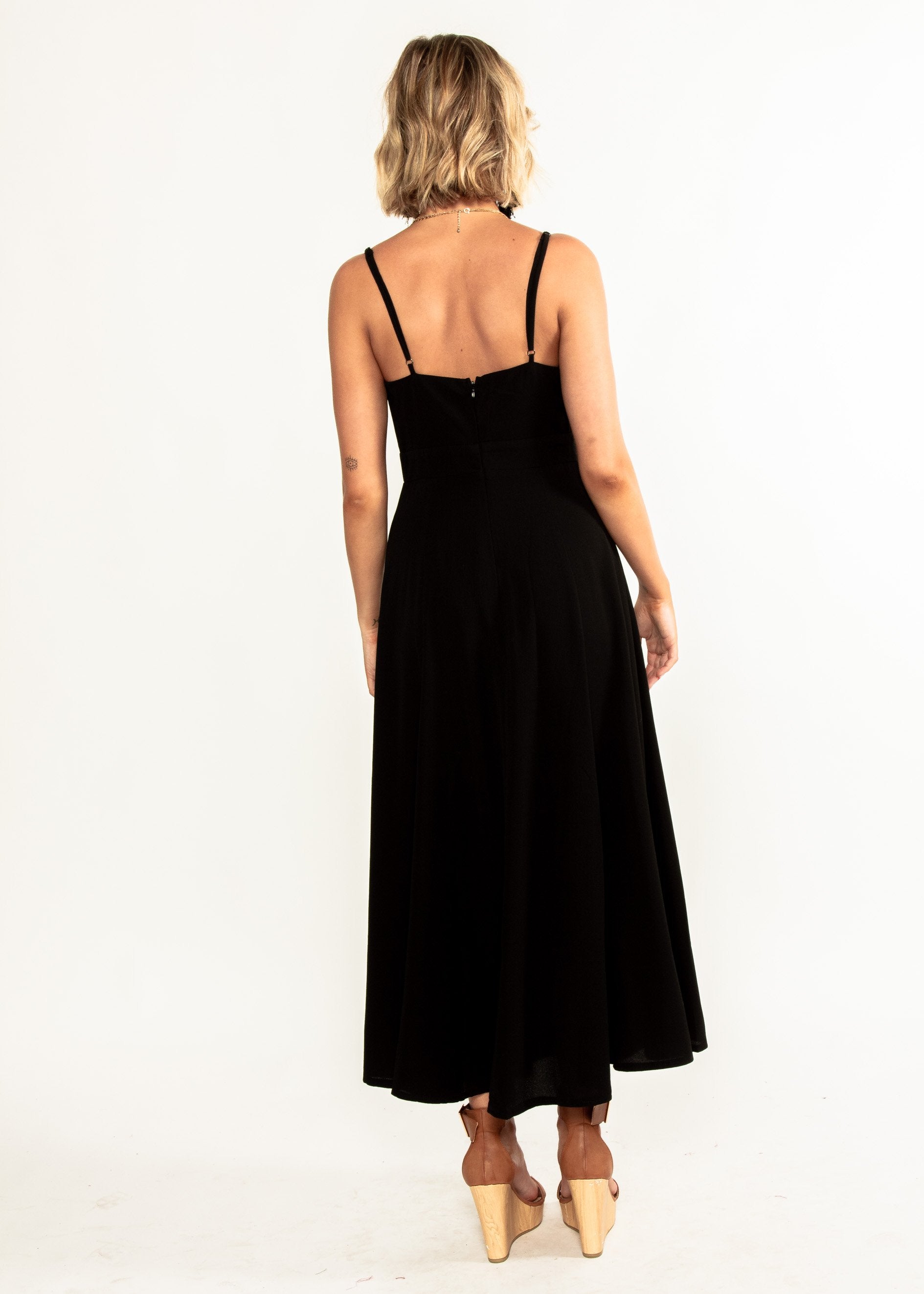 Odette Tie Midi dress - Black