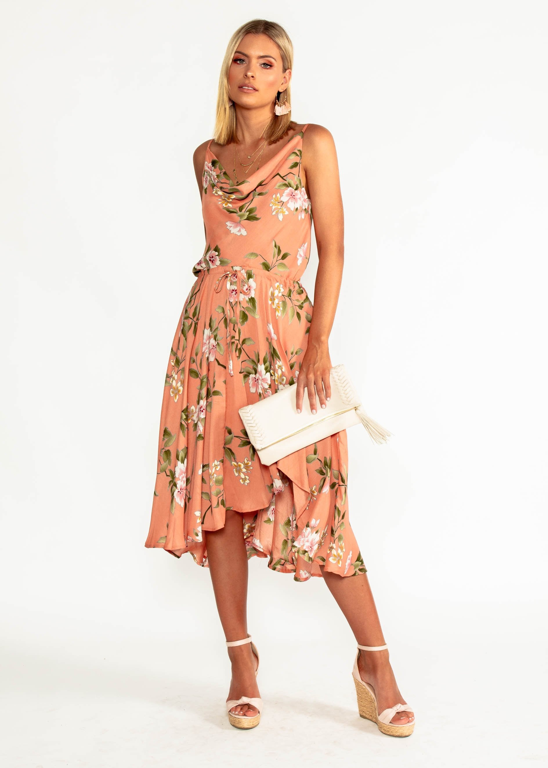 In A Million Midi Dress - Peach Floral