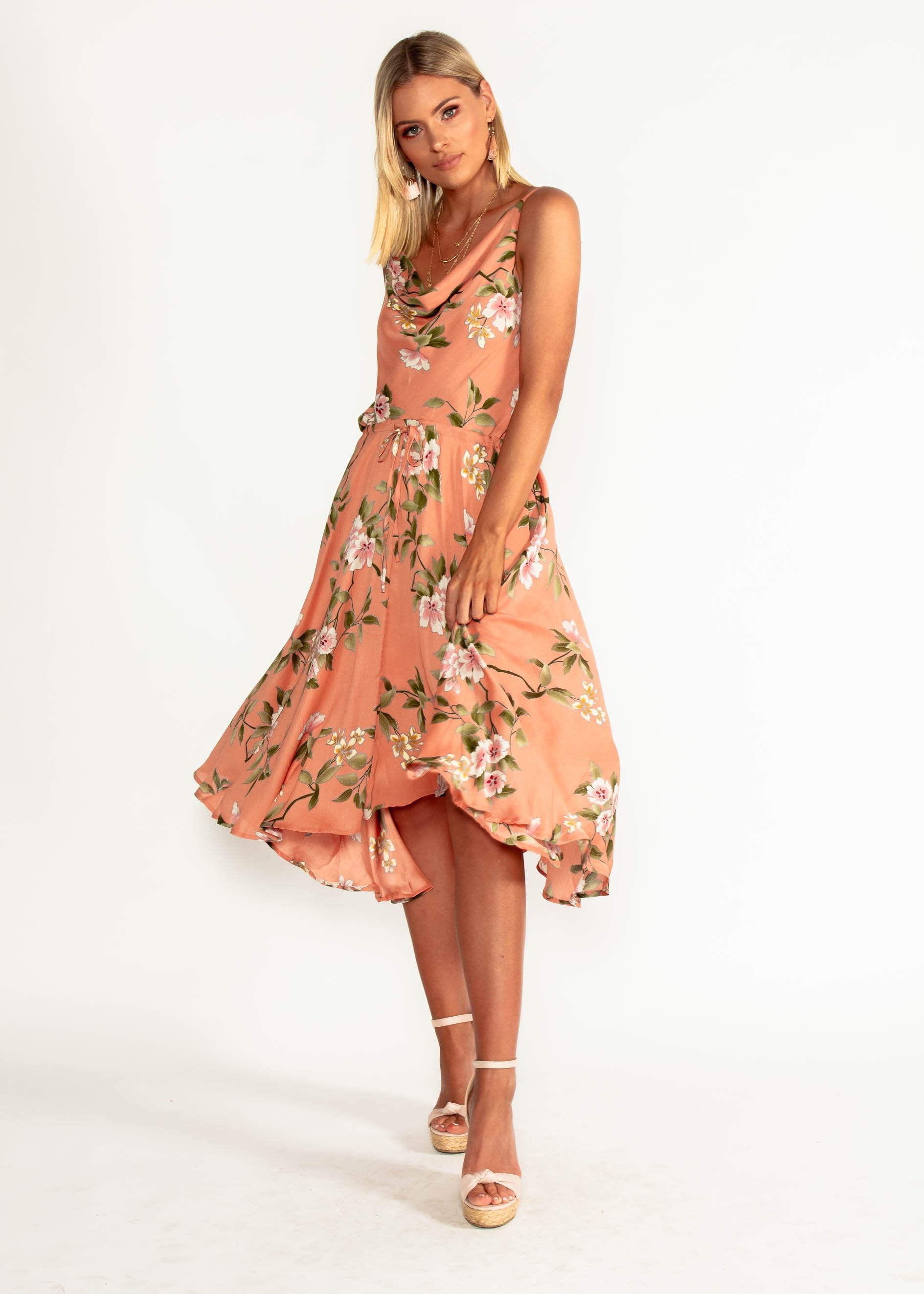 In A Million Midi Dress - Peach Floral