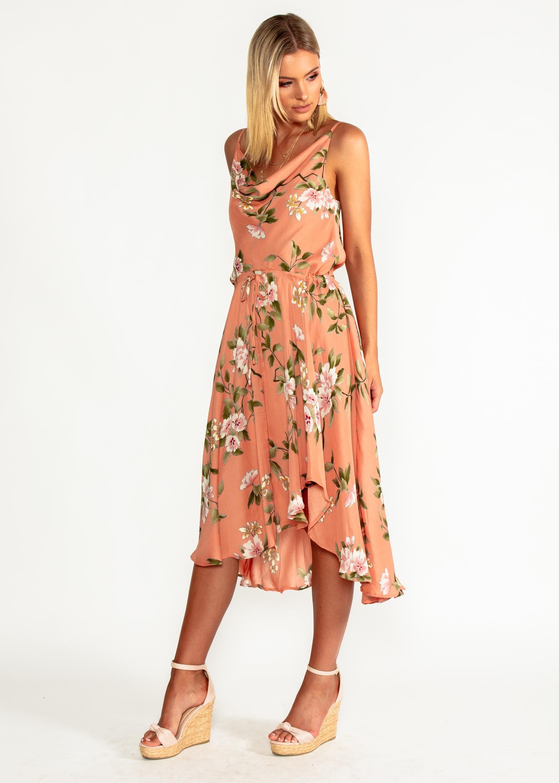 In A Million Midi Dress - Peach Floral