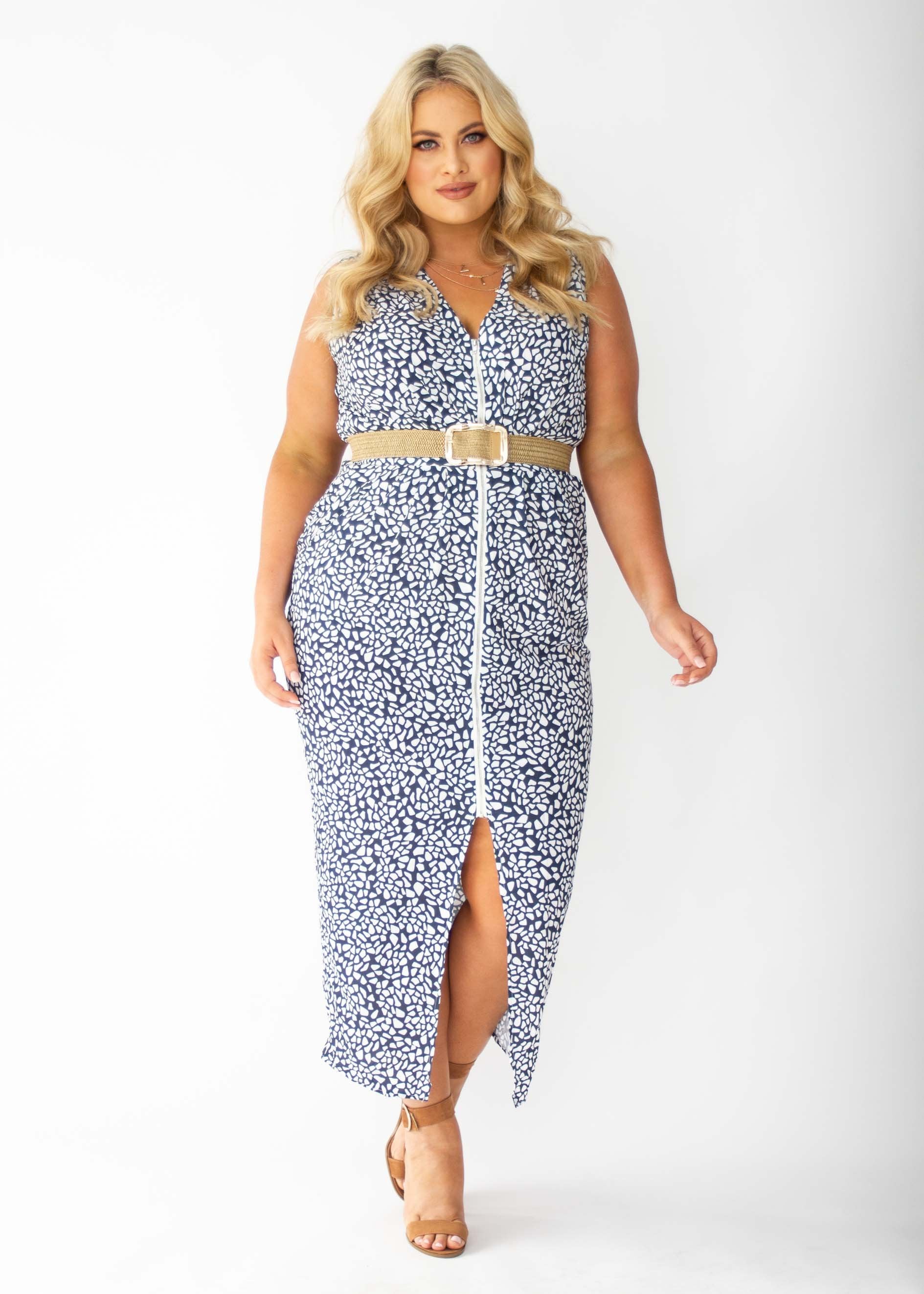 Catalina Zip Maxi Dress - Charcoal Stone