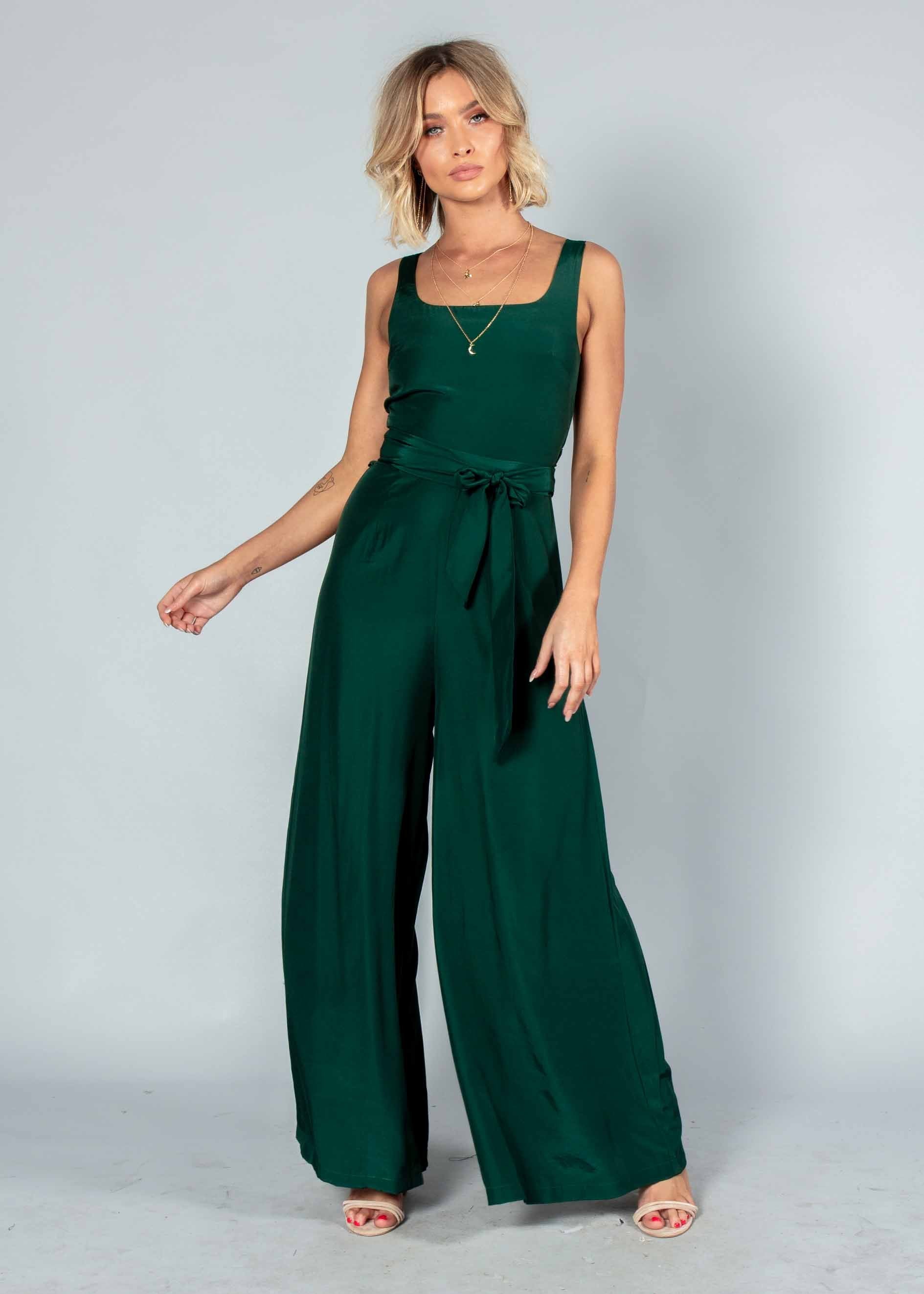 Lexa Pantsuit w/ Tie - Emerald
