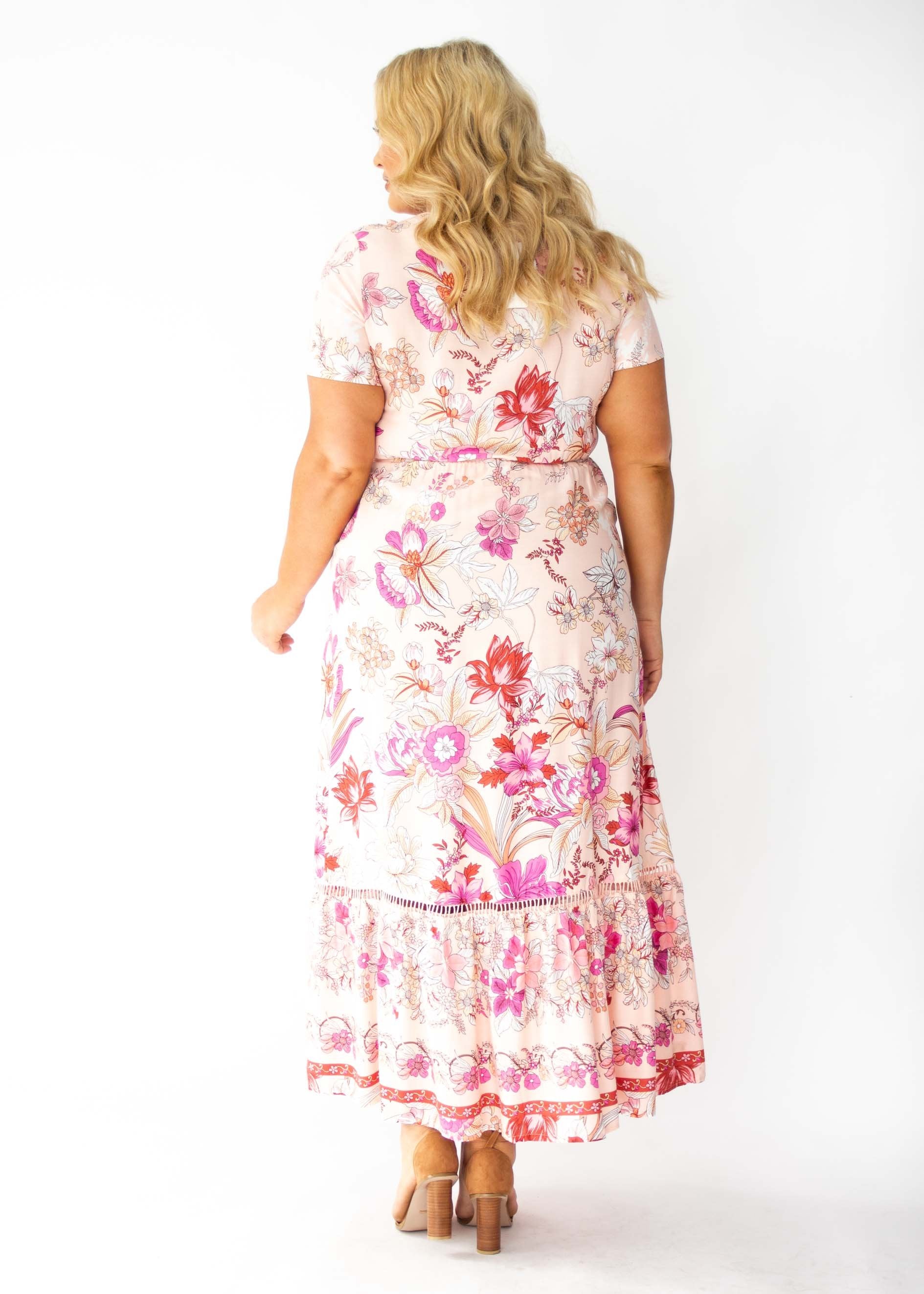 Mabel Tie Maxi Dress - Soft Peach Floral