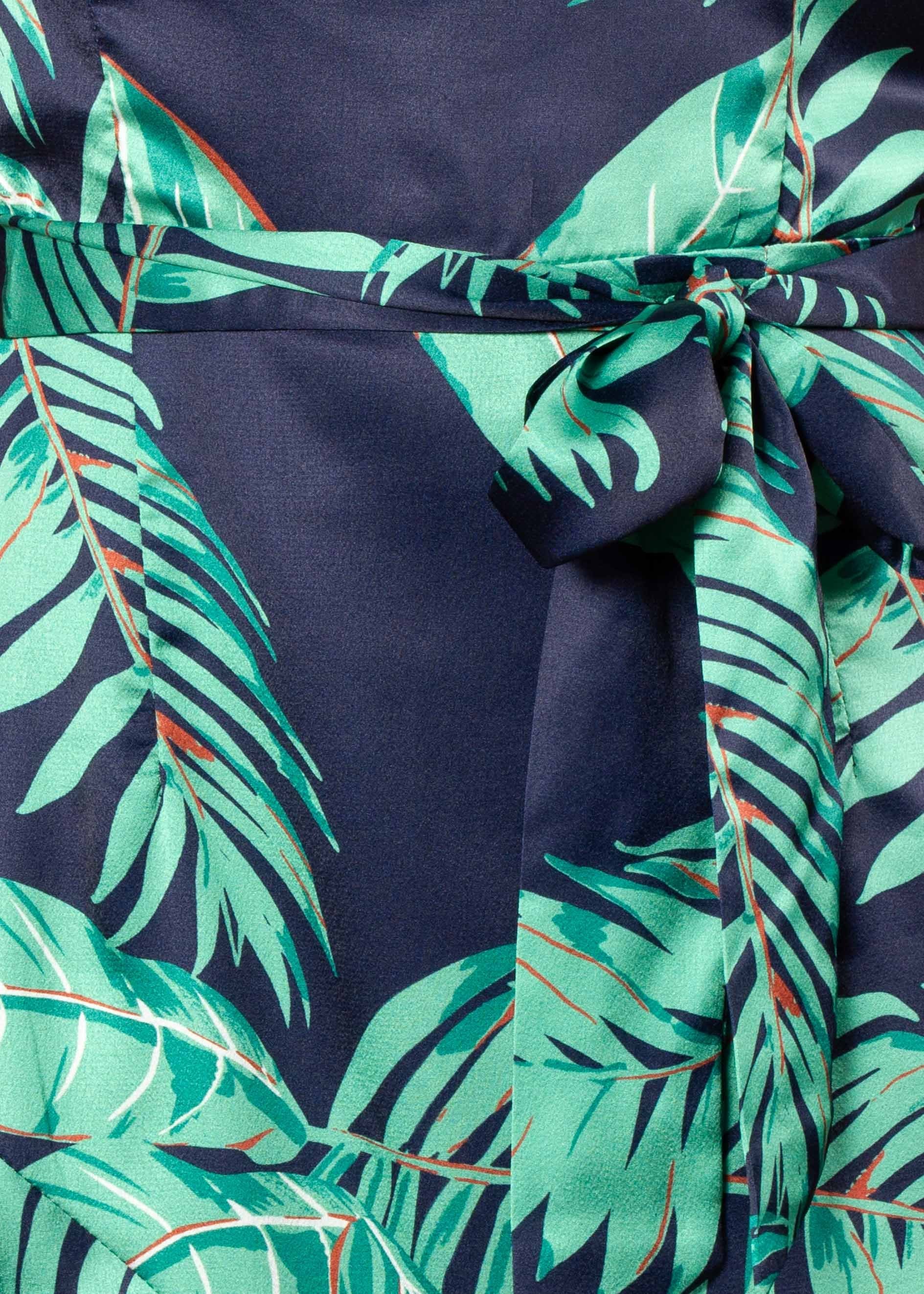 Into It Strapless Dress w/ Tie - Navy Tropics