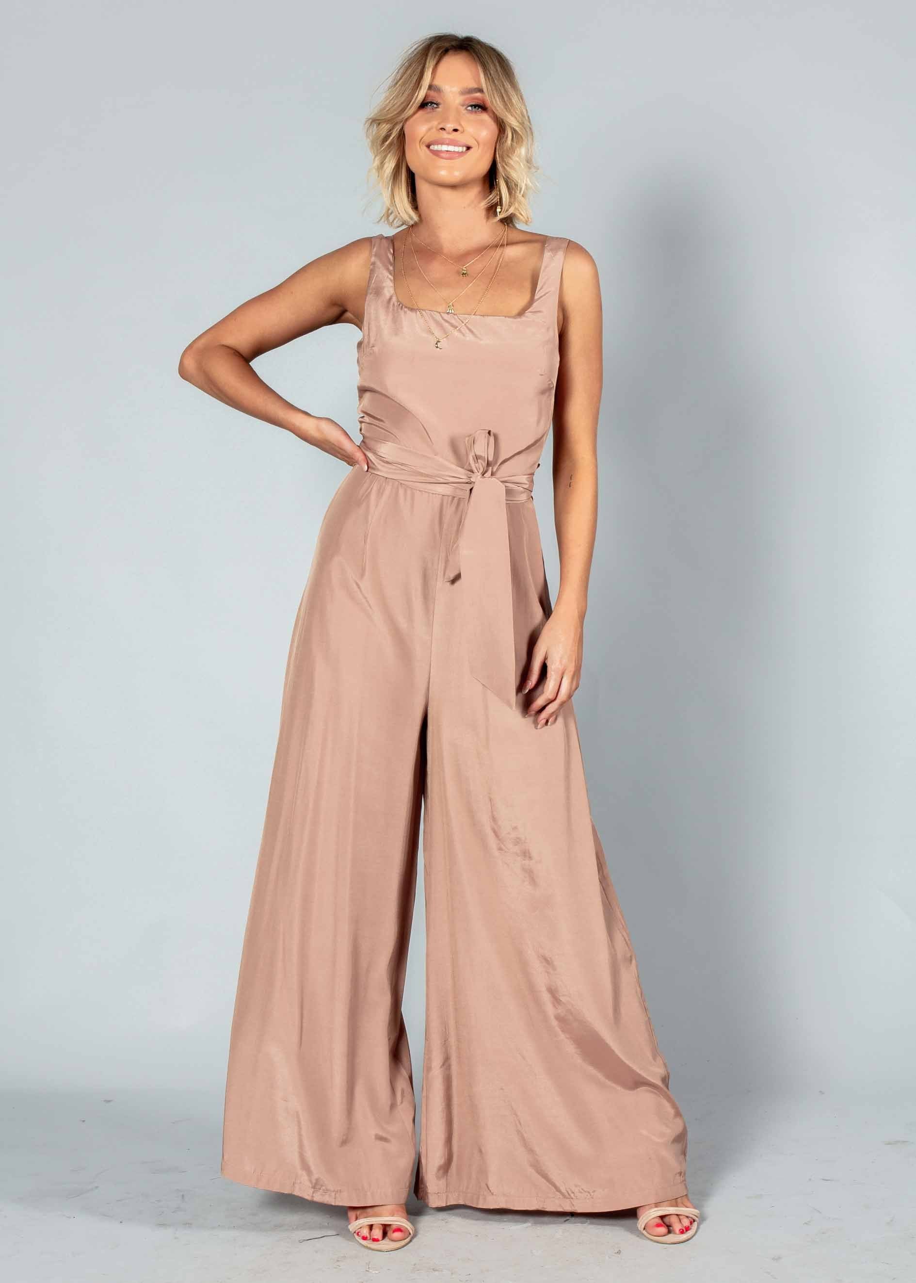 Lexa Pantsuit w/ Tie - Mocha