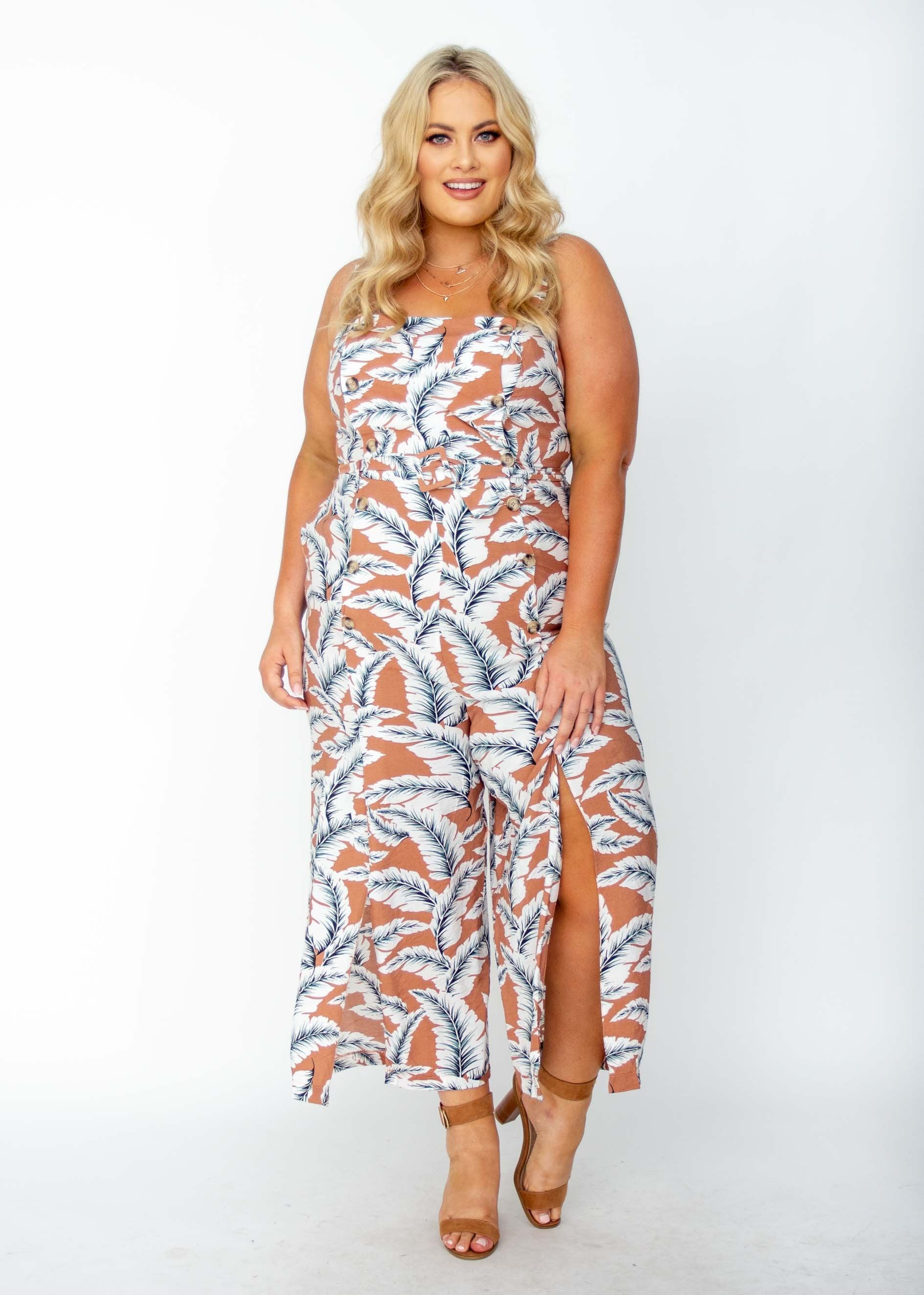 Mad Love Pantsuit - Cinnamon Palm