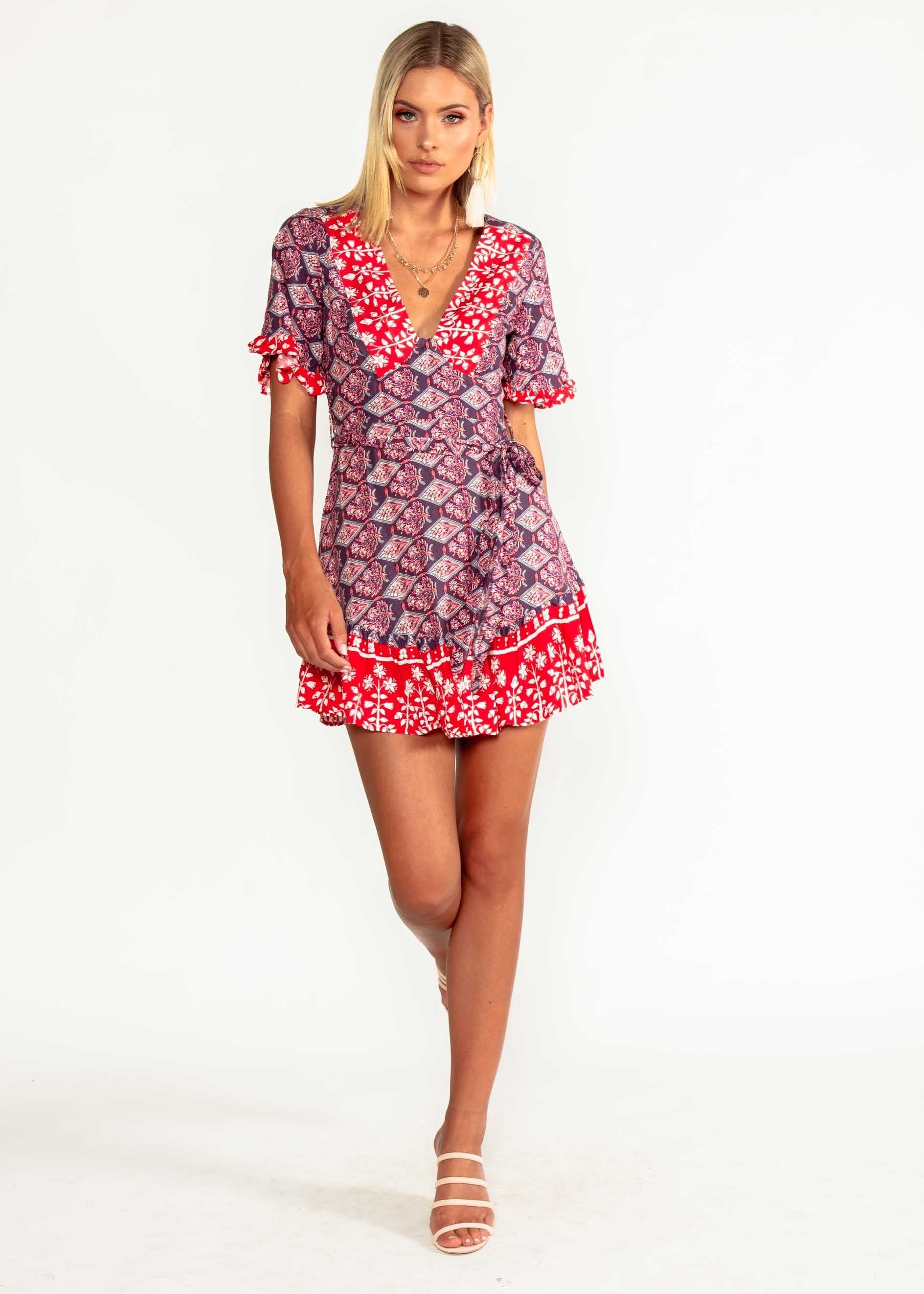 Seraphina Dress w/ Tie - Purple Paisley