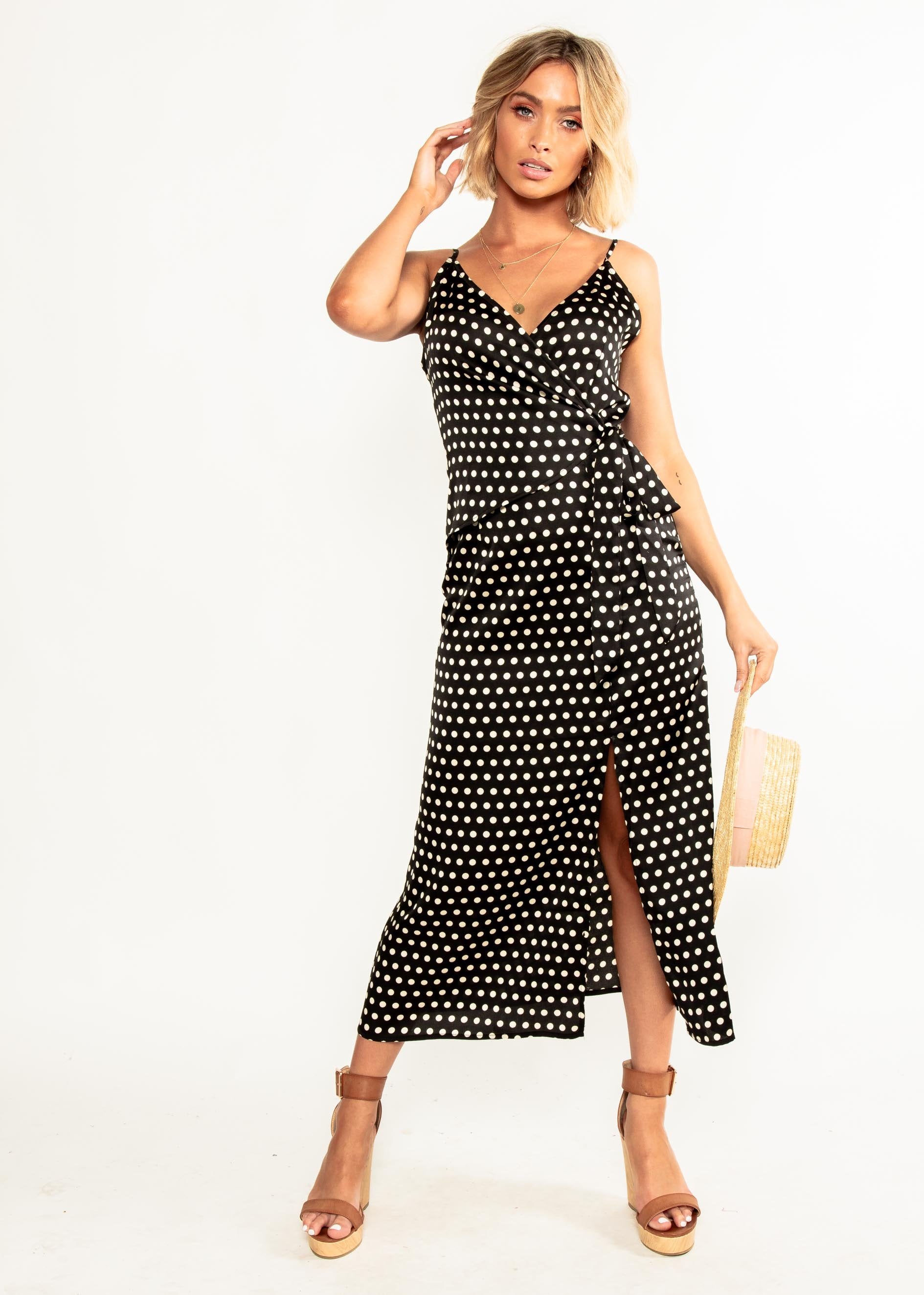 No Ordinary Love Midi Dress - Black Polka