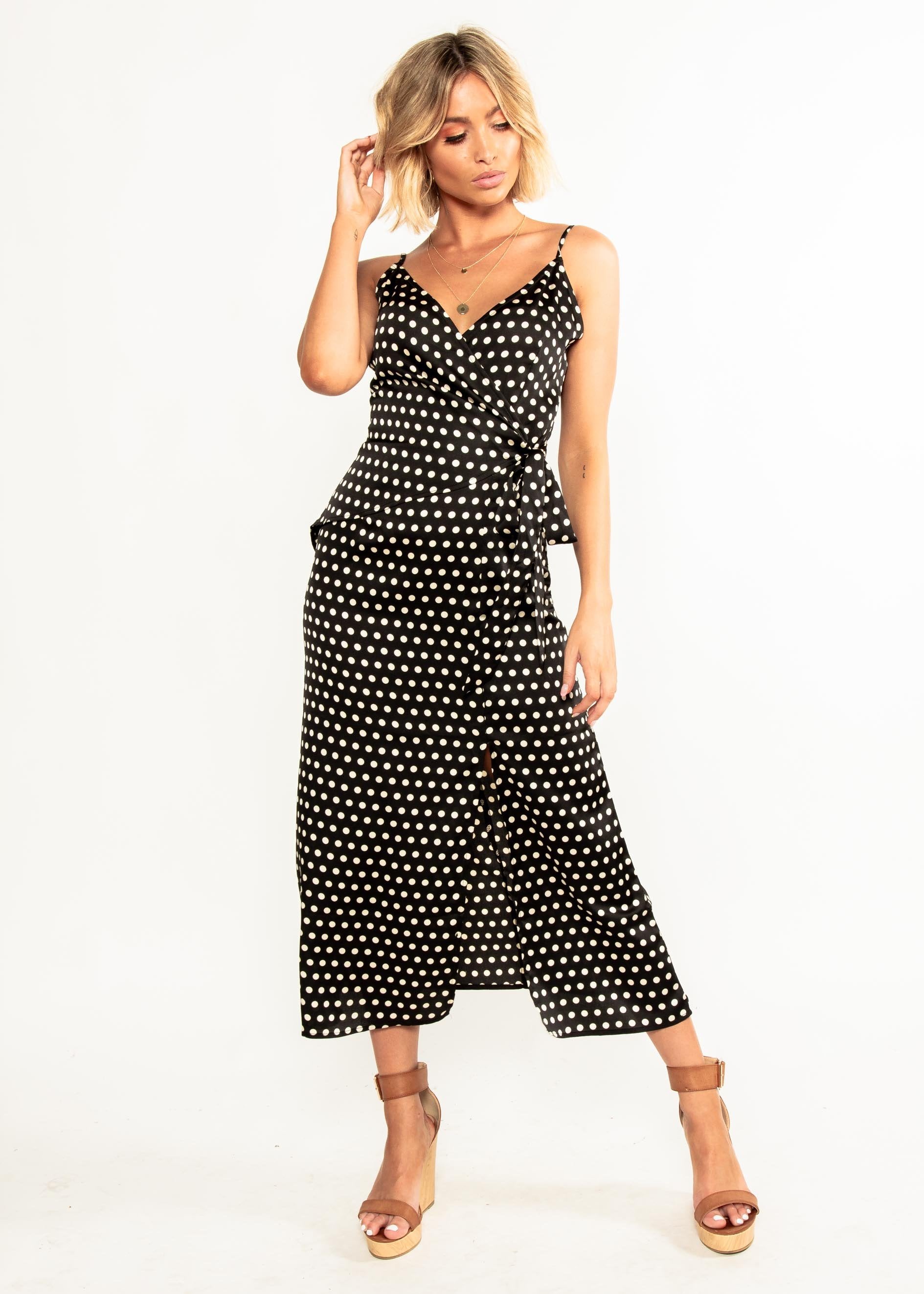 No Ordinary Love Midi Dress - Black Polka